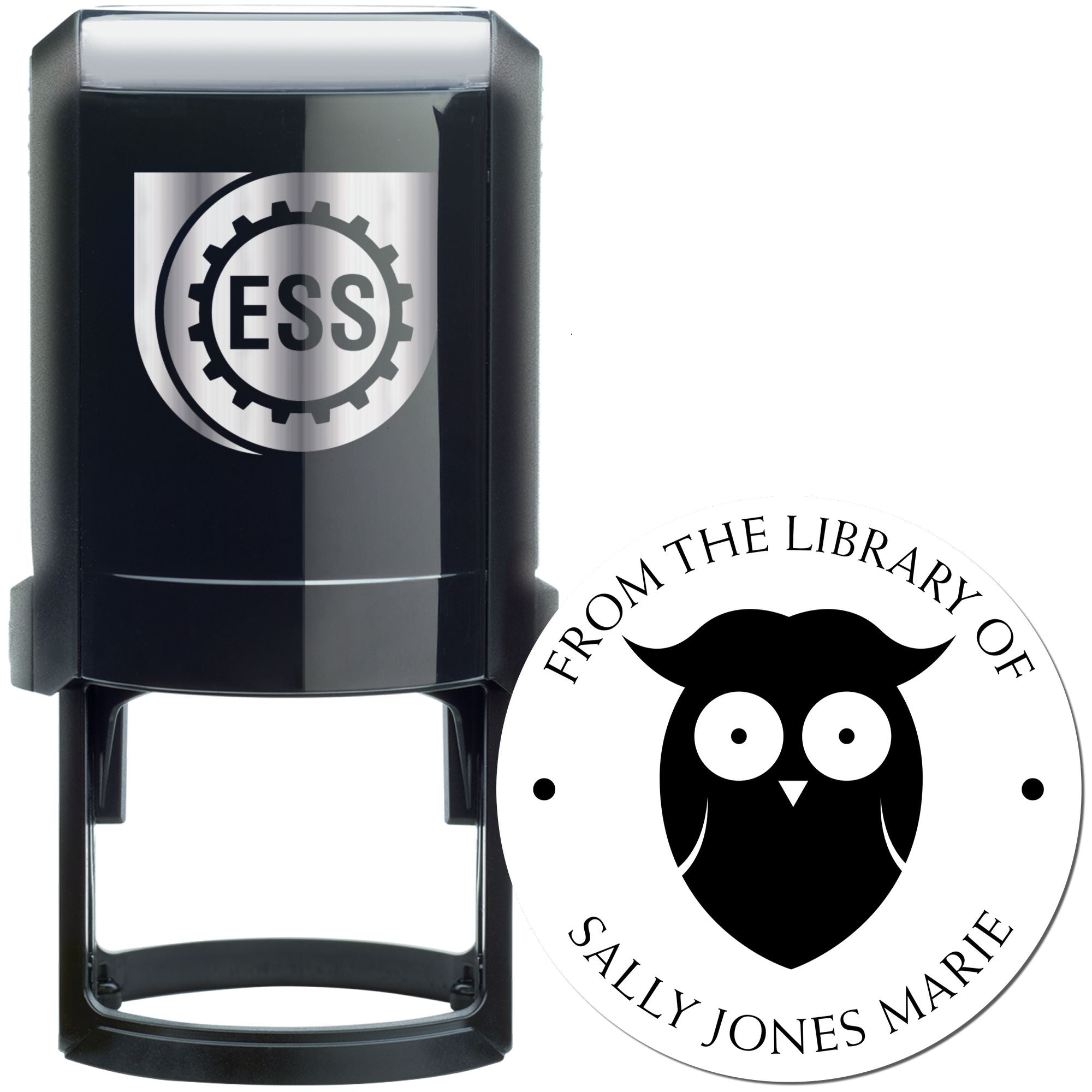Self-Inking Solitary Owl Custom Book Ownership Label Stamper - Engineer Seal Stamps