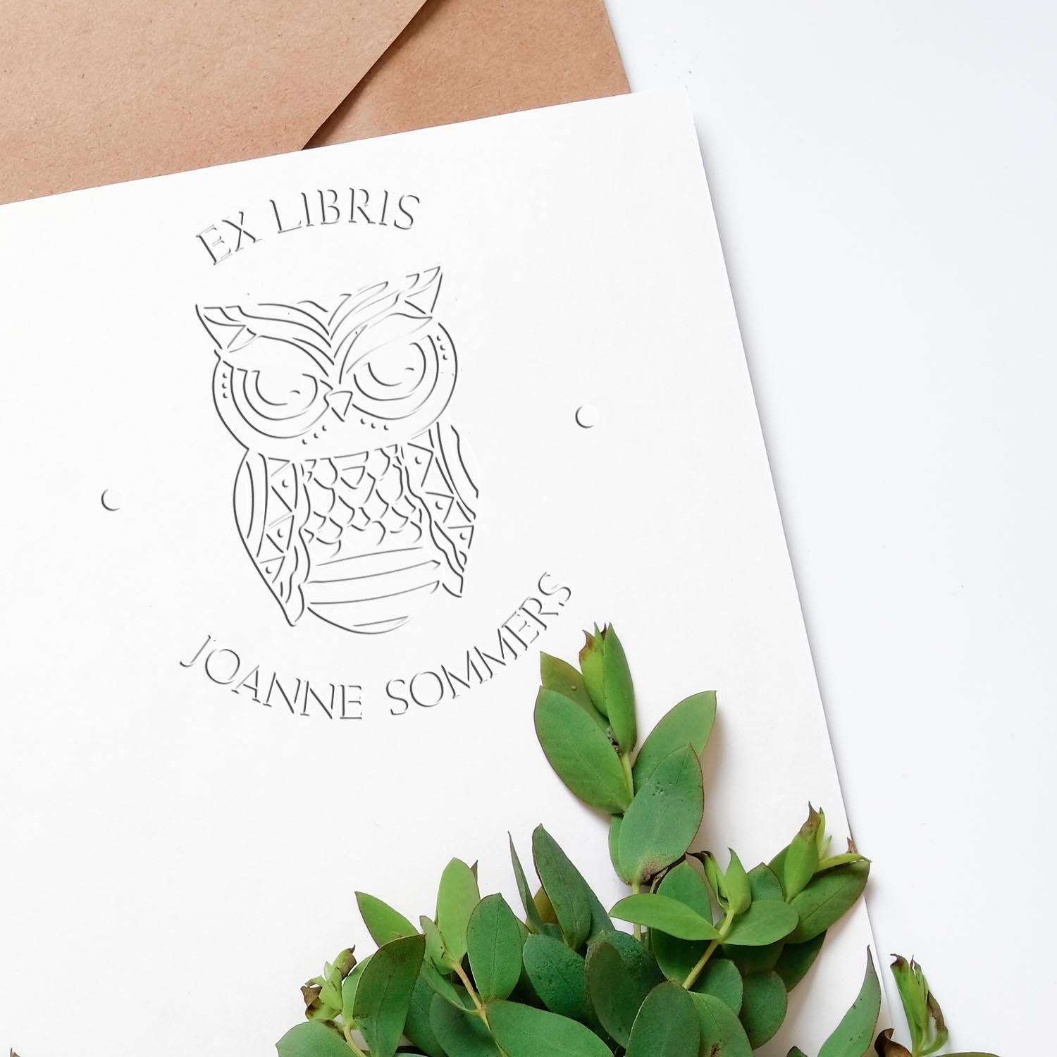 Soft Majestic Owl Personalized Book Property Embosser - Engineer Seal Stamps