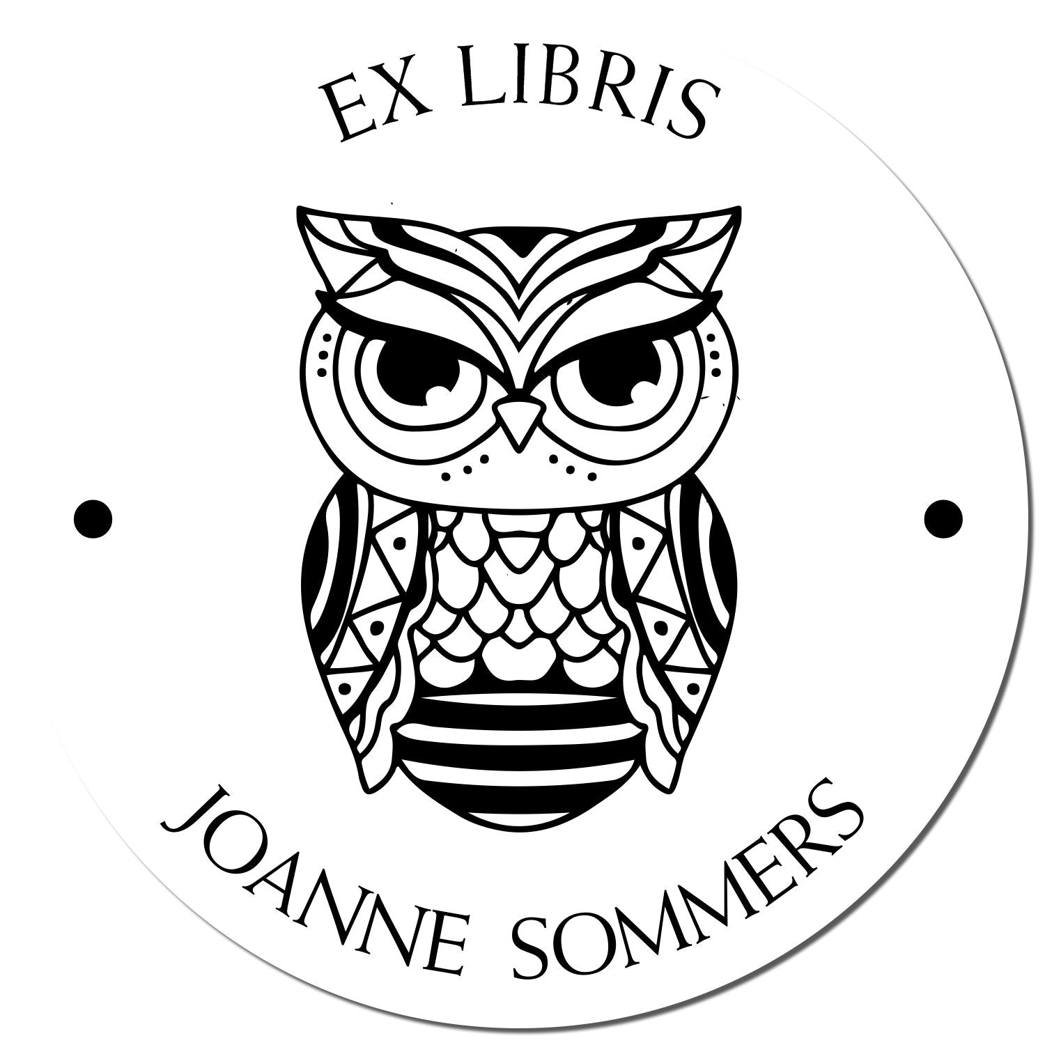Wood Handle Majestic Owl Customized Library Name Stamp - Engineer Seal Stamps