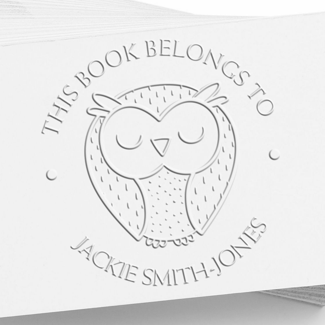 Soft Sleepy Owl Personalized Book Property Embossing Seal