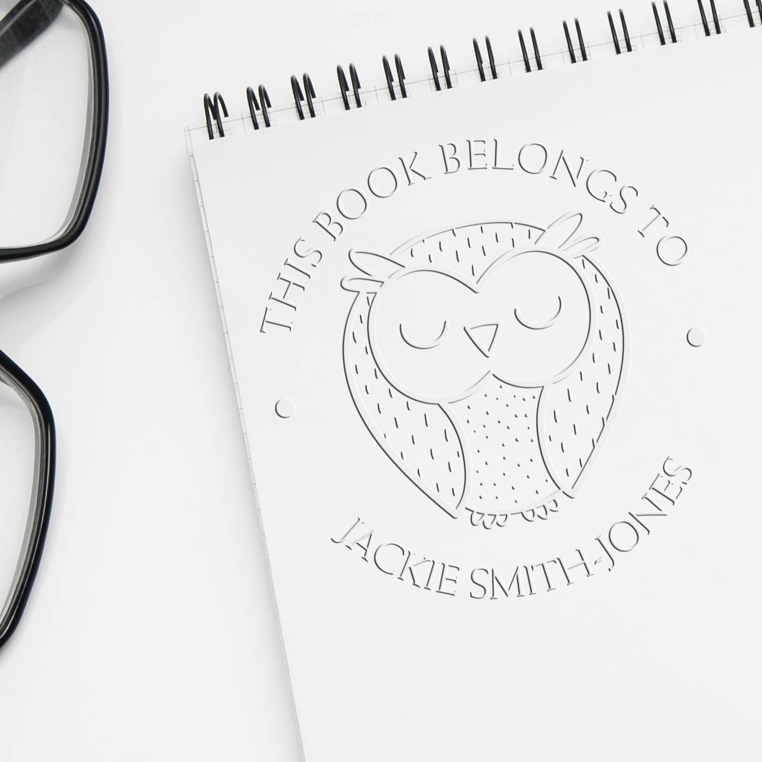 Soft Sleepy Owl Personalized Book Property Embossing Seal