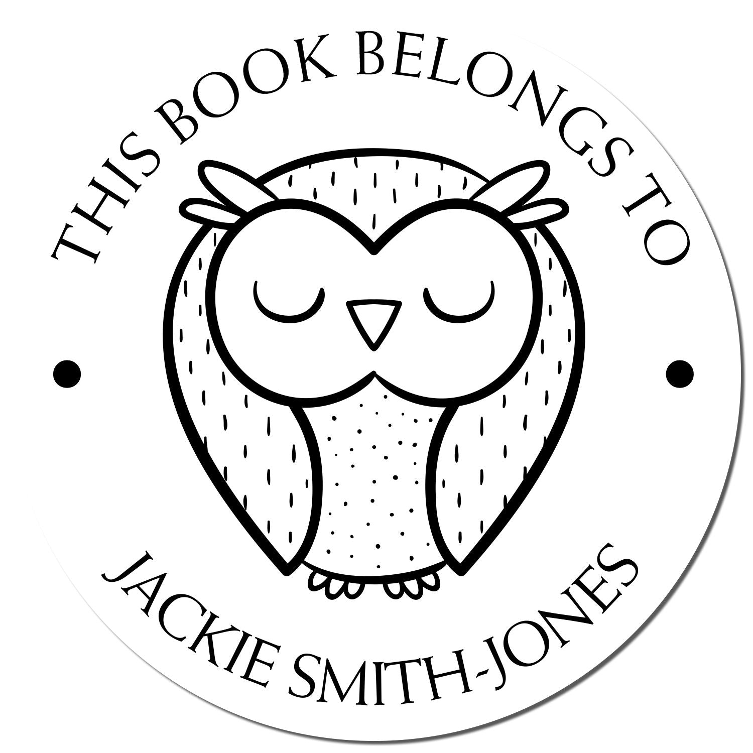 Wood Handle Sleepy Owl Customized Library Name Stamper