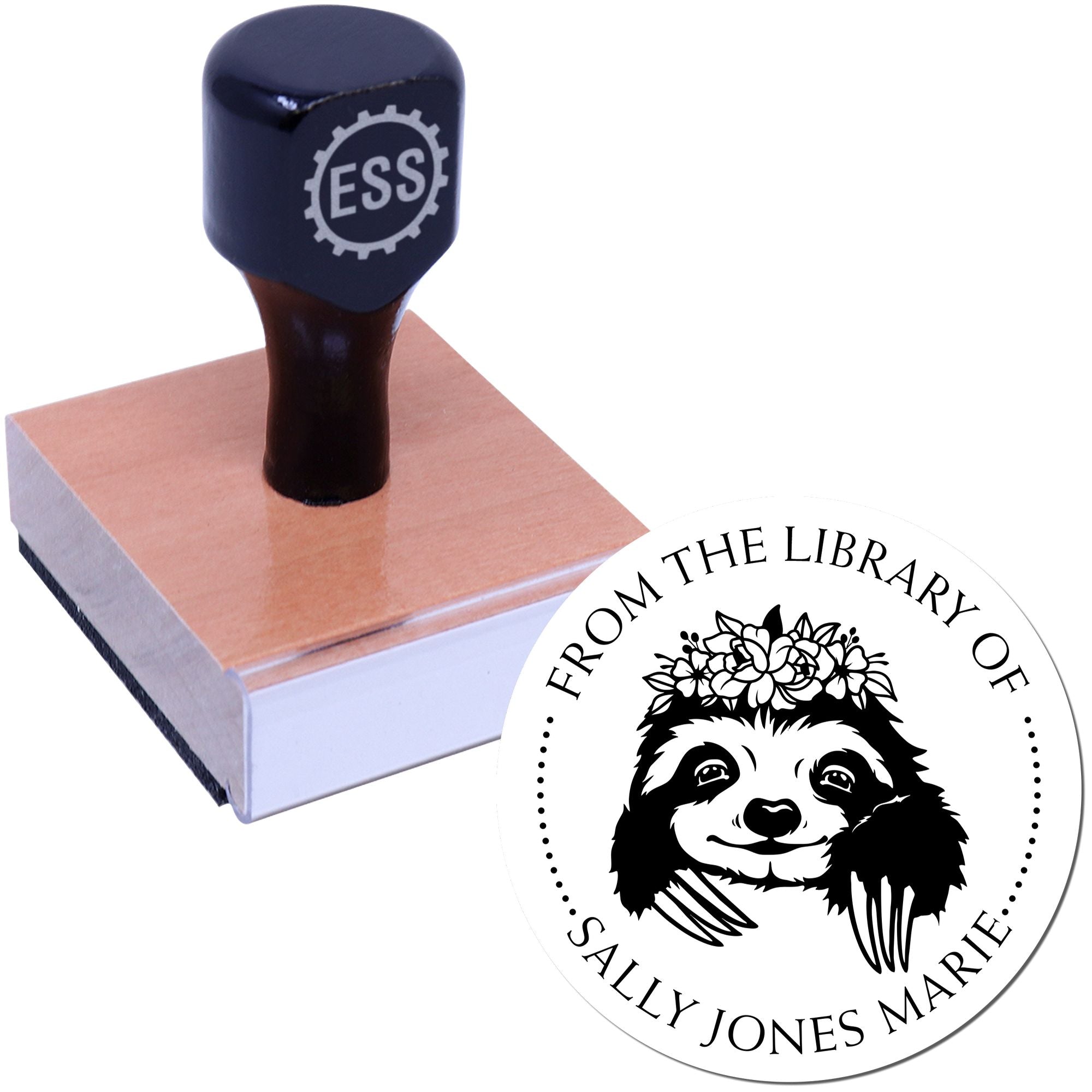 Wood Handle Graceful Sloth Custom Bookworm Stamp - Engineer Seal Stamps