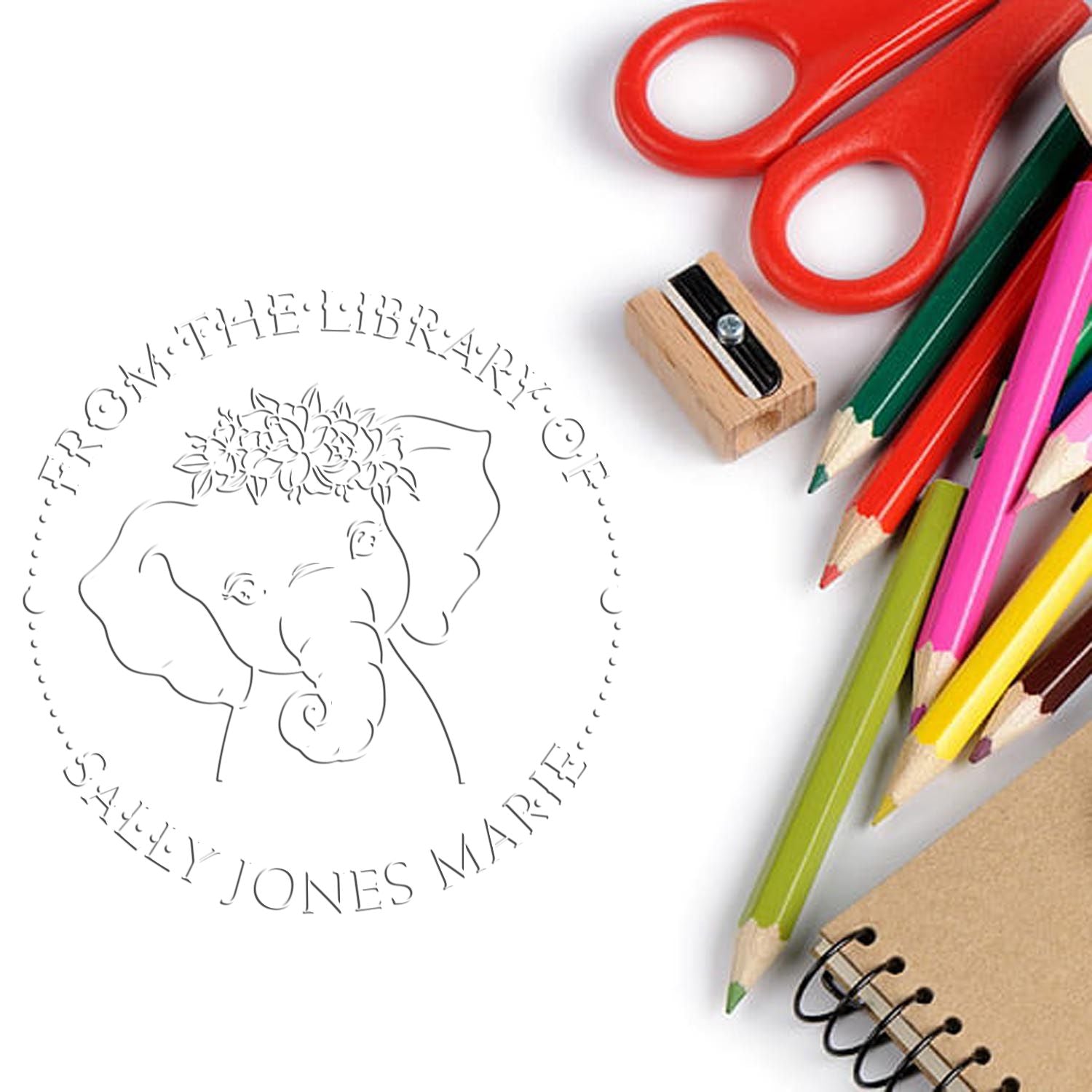 Soft Graceful Elephant Custom Read It Love It Return It Embossing Seal
