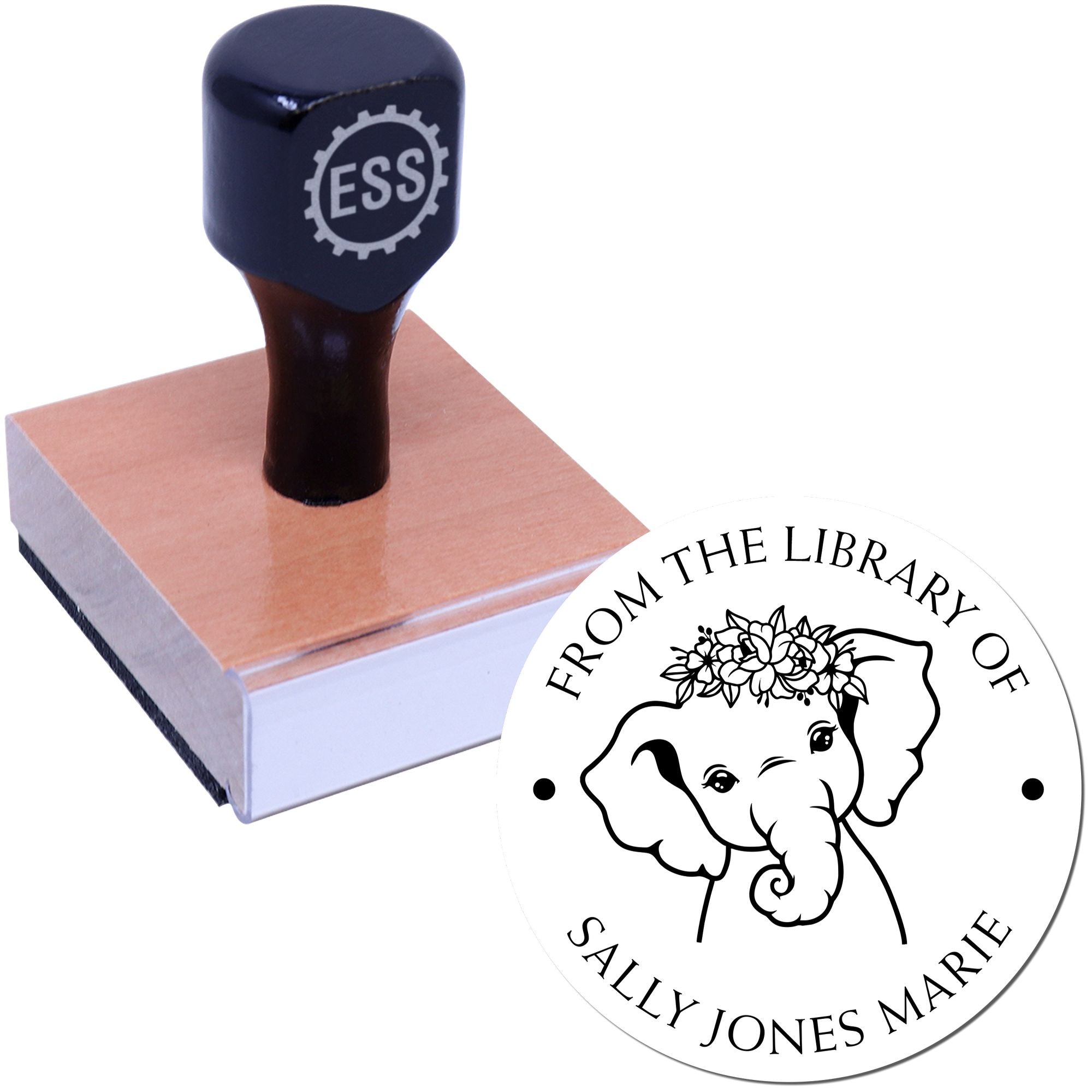 Wood Handle Graceful Elephant Custom Bookworm Stamper - Engineer Seal Stamps