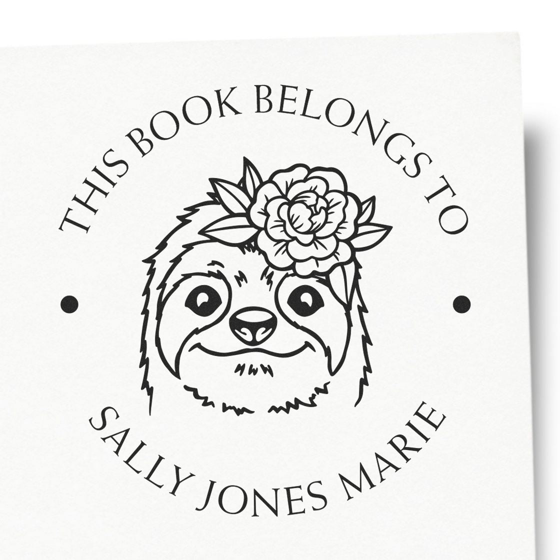 Wood Handle Cute Sloth Custom From The Library Of Stamper - Engineer Seal Stamps