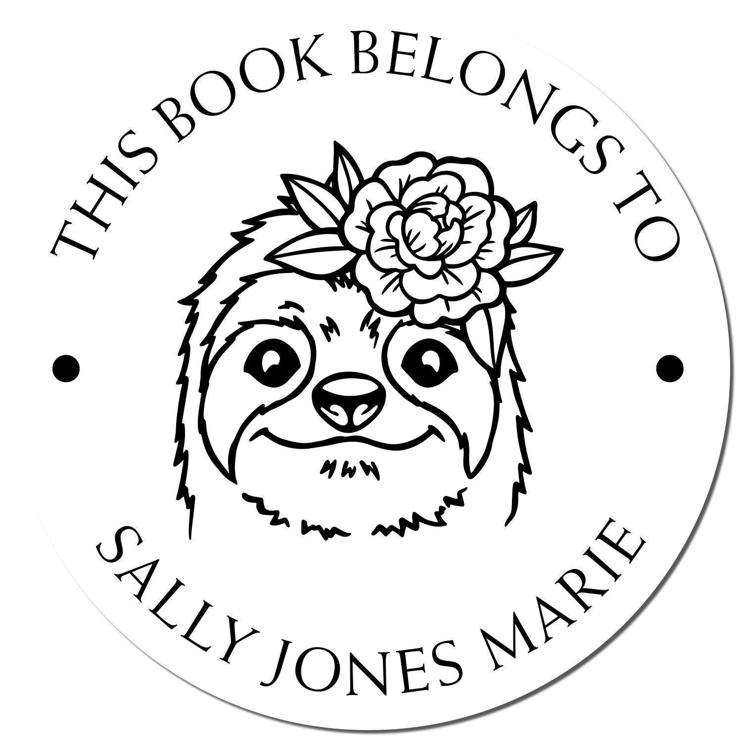 Wood Handle Cute Sloth Custom From The Library Of Stamper - Engineer Seal Stamps