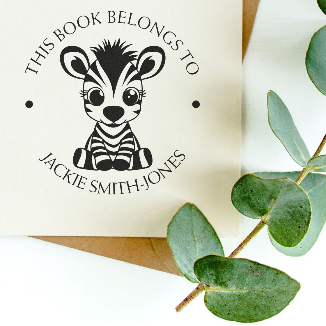 PSI Pre-Inked Zesty Zebra Personalized Bibliophile Stamp - Engineer Seal Stamps