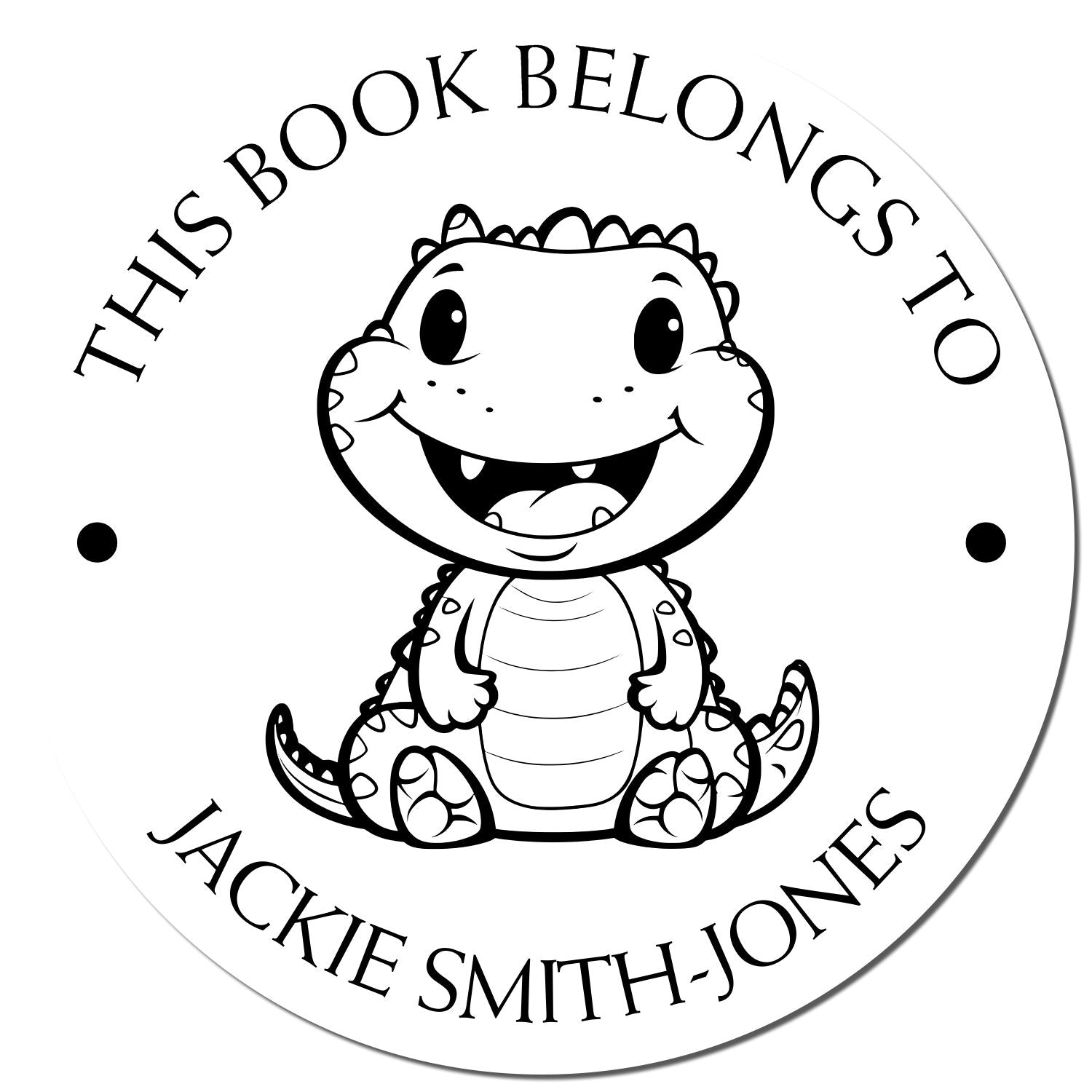 Self-Inking Darling Dino Custom Made Book Ownership Stamper - Engineer Seal Stamps