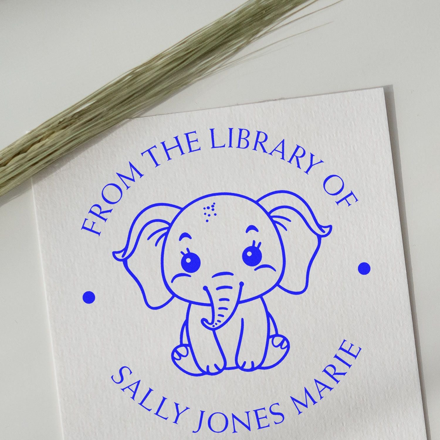 PSI Pre-Inked Energetic Elephant Personalized Book Stamp - Engineer Seal Stamps
