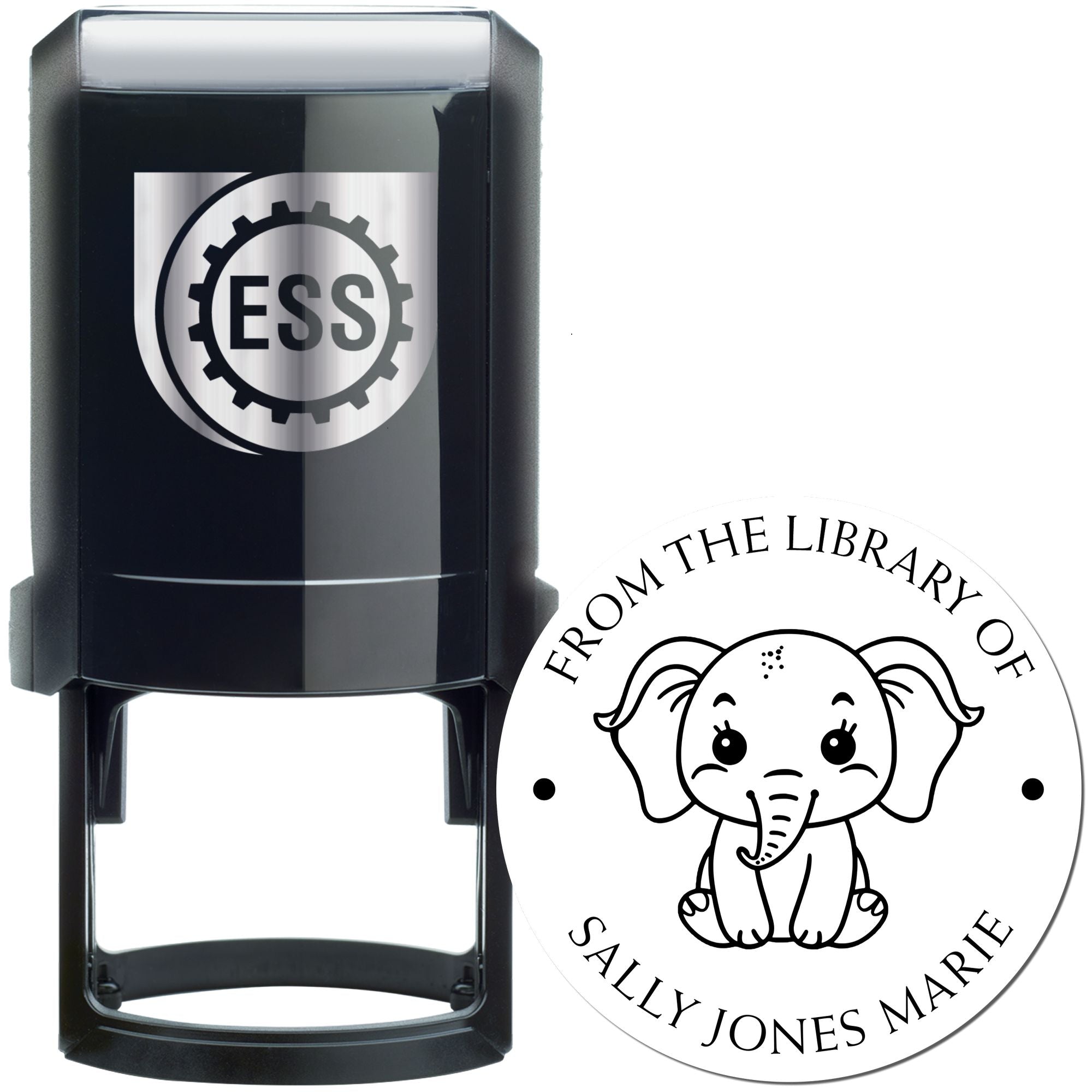 Self-Inking Energetic Elephant Custom Made Book Ownership Label Stamp - Engineer Seal Stamps