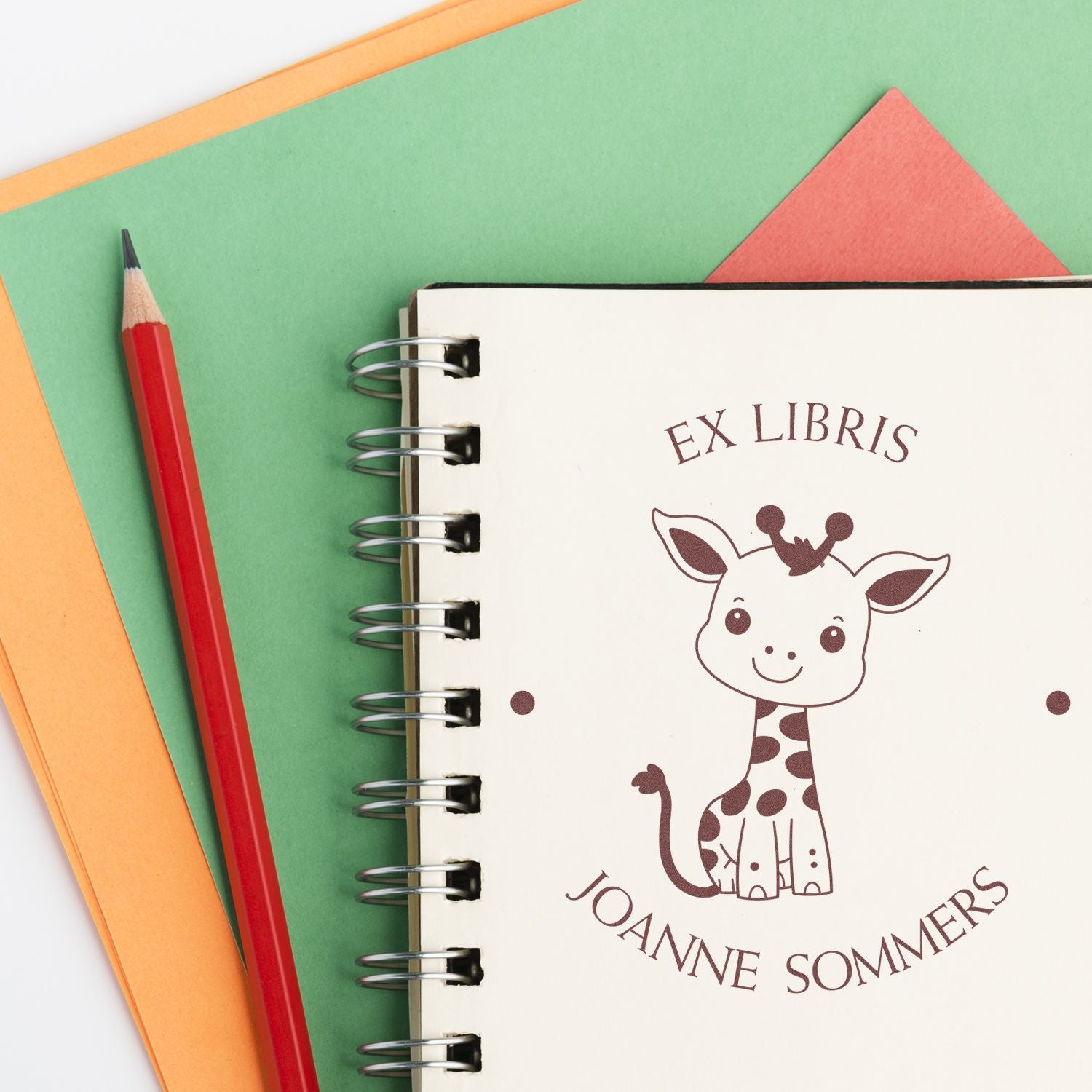 Self-Inking Timid Giraffe Custom Made Book Ownership Label Stamper - Engineer Seal Stamps