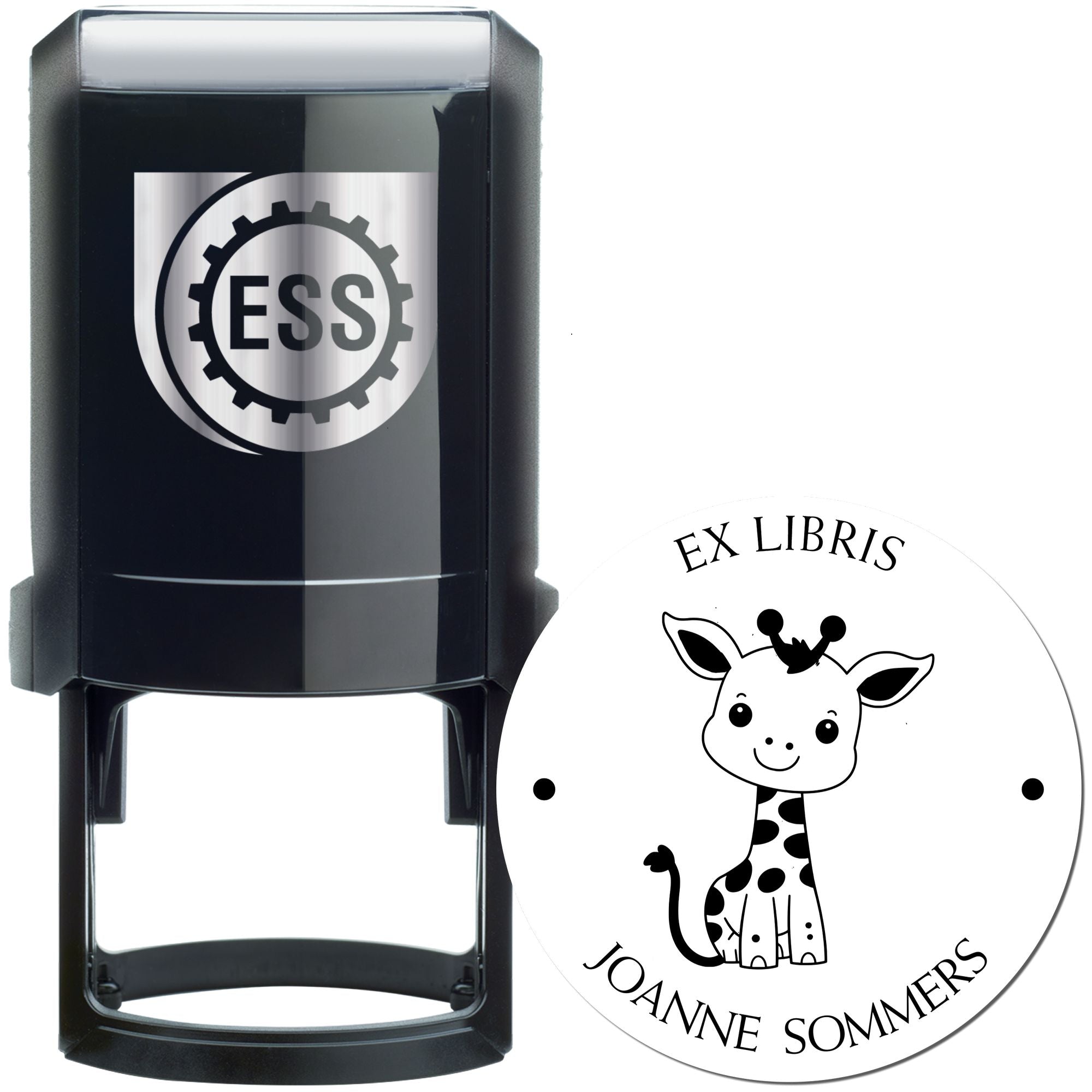 Self-Inking Timid Giraffe Custom Made Book Ownership Label Stamper - Engineer Seal Stamps