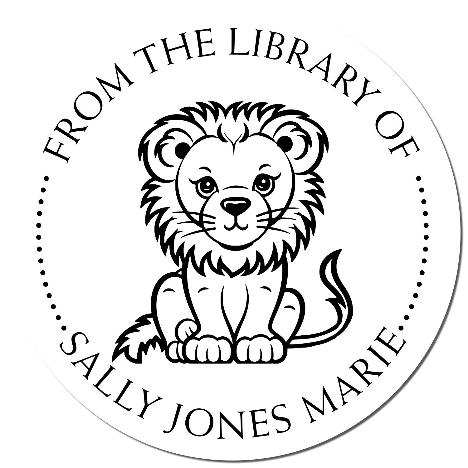 Wood Handle Ferocious Lion Custom Library Name Stamp - Engineer Seal Stamps