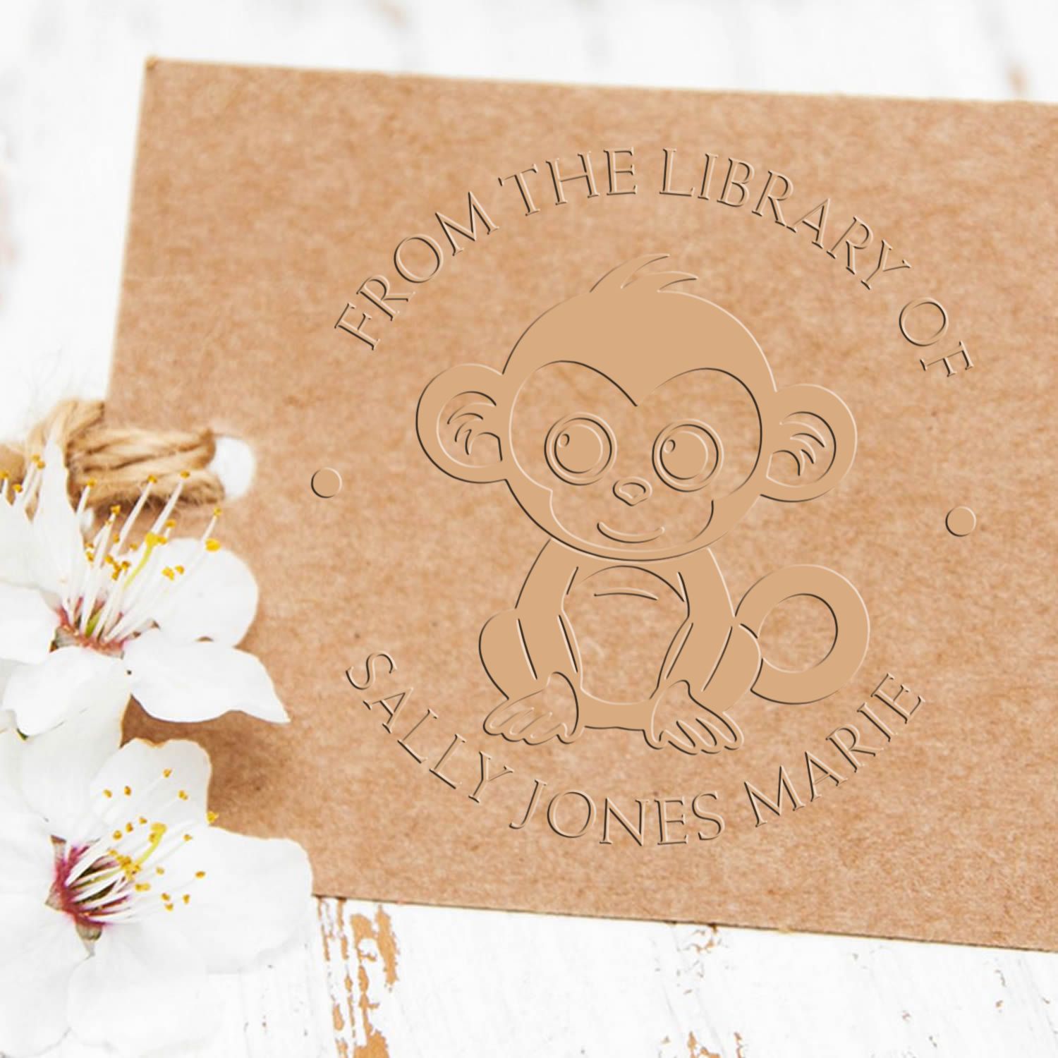 Desk Playful Monkey Custom Made Library Collection Embossed Stamp - Engineer Seal Stamps