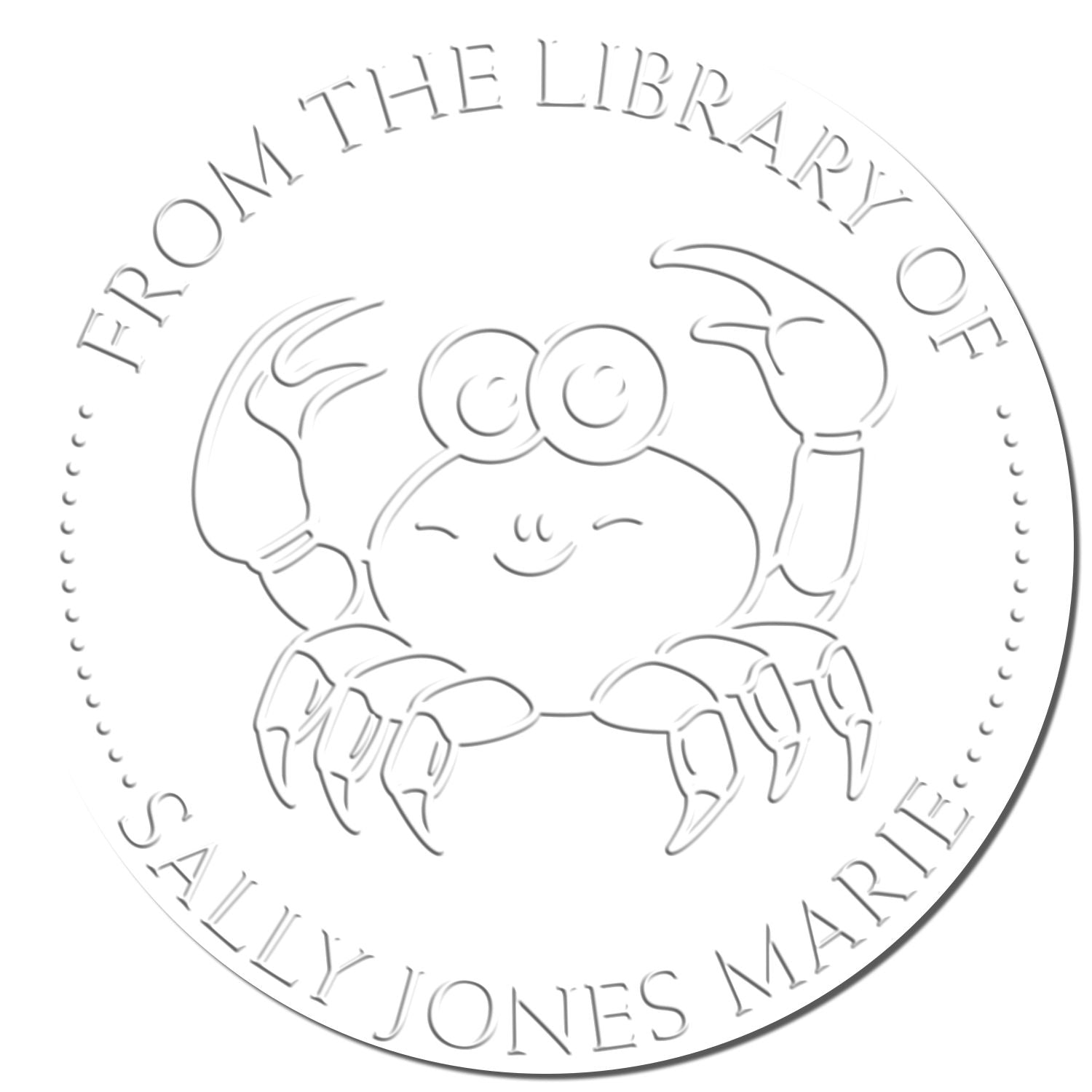 Soft Curious Crab Custom This Book Belongs To Embossed Stamp
