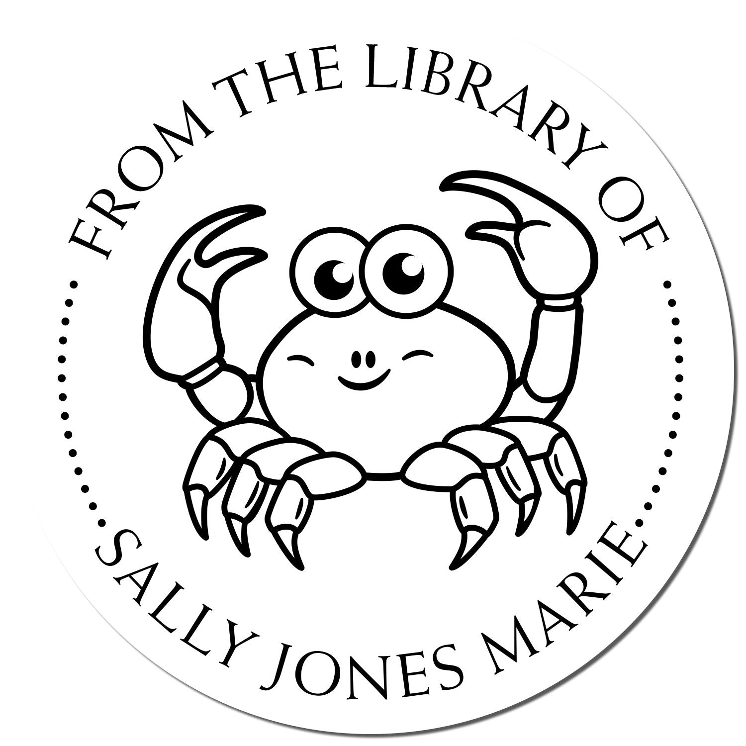 Self-Inking Curious Crab Custom Made Bookplate Stamper - Engineer Seal Stamps
