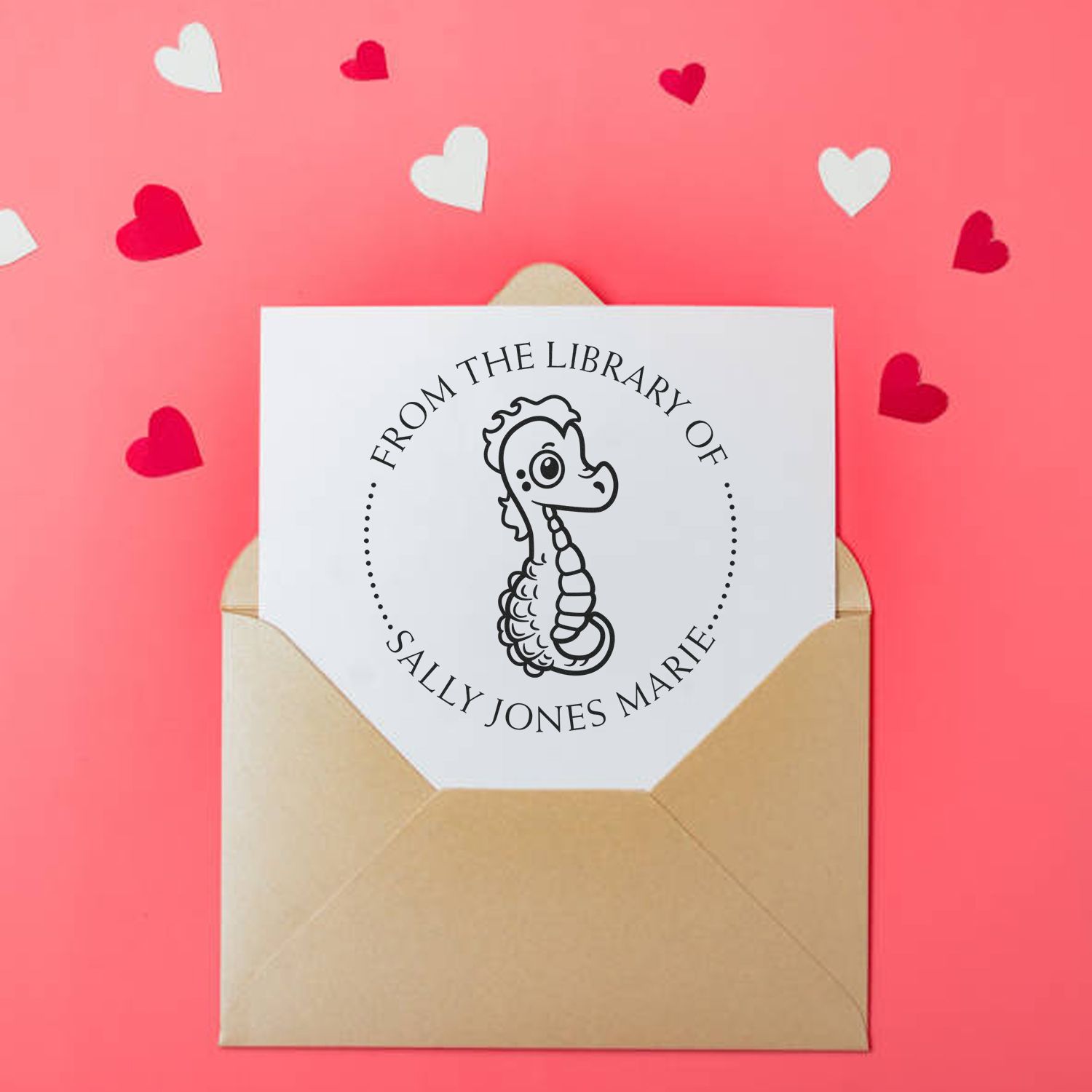 PSI Pre-Inked Timid Seahorse Personalized Book Lover Stamper - Engineer Seal Stamps