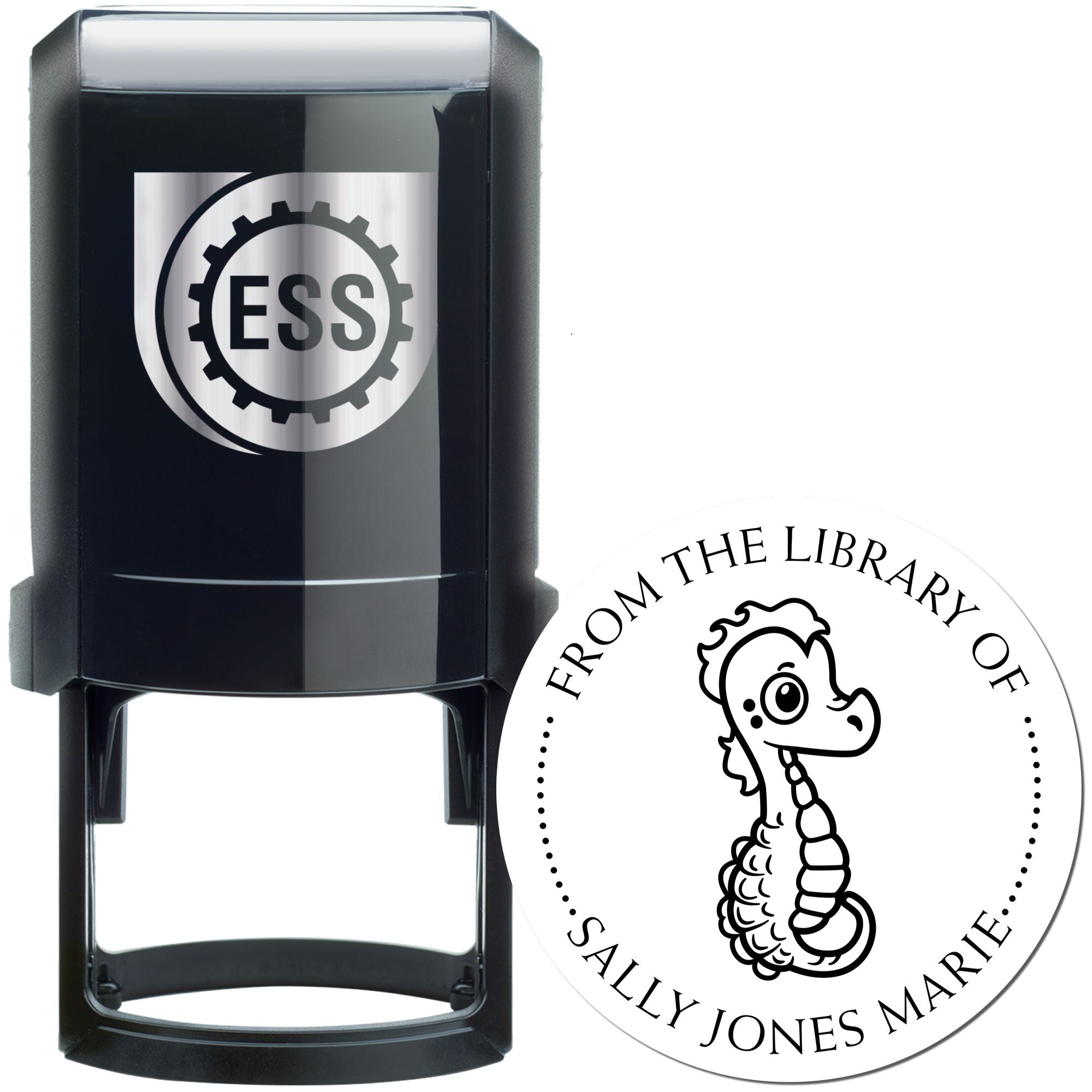 Self-Inking Timid Seahorse Custom Made Bookworm Stamper - Engineer Seal Stamps