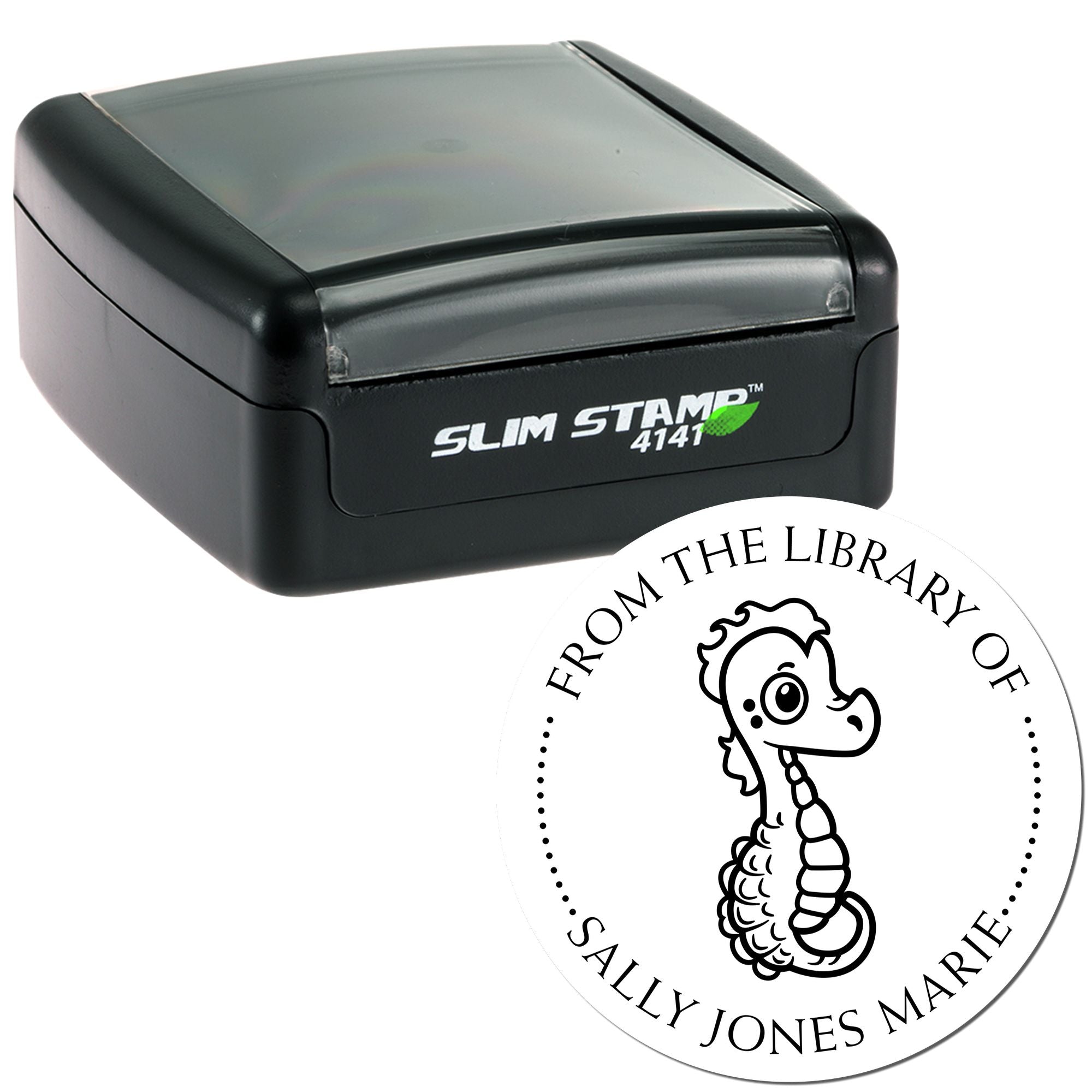 Pre-Inked Timid Seahorse Personalized This Book Belongs To Stamper - Engineer Seal Stamps