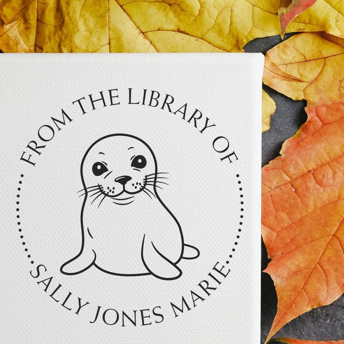 Wood Handle Smiling Seal Custom My Library Stamp