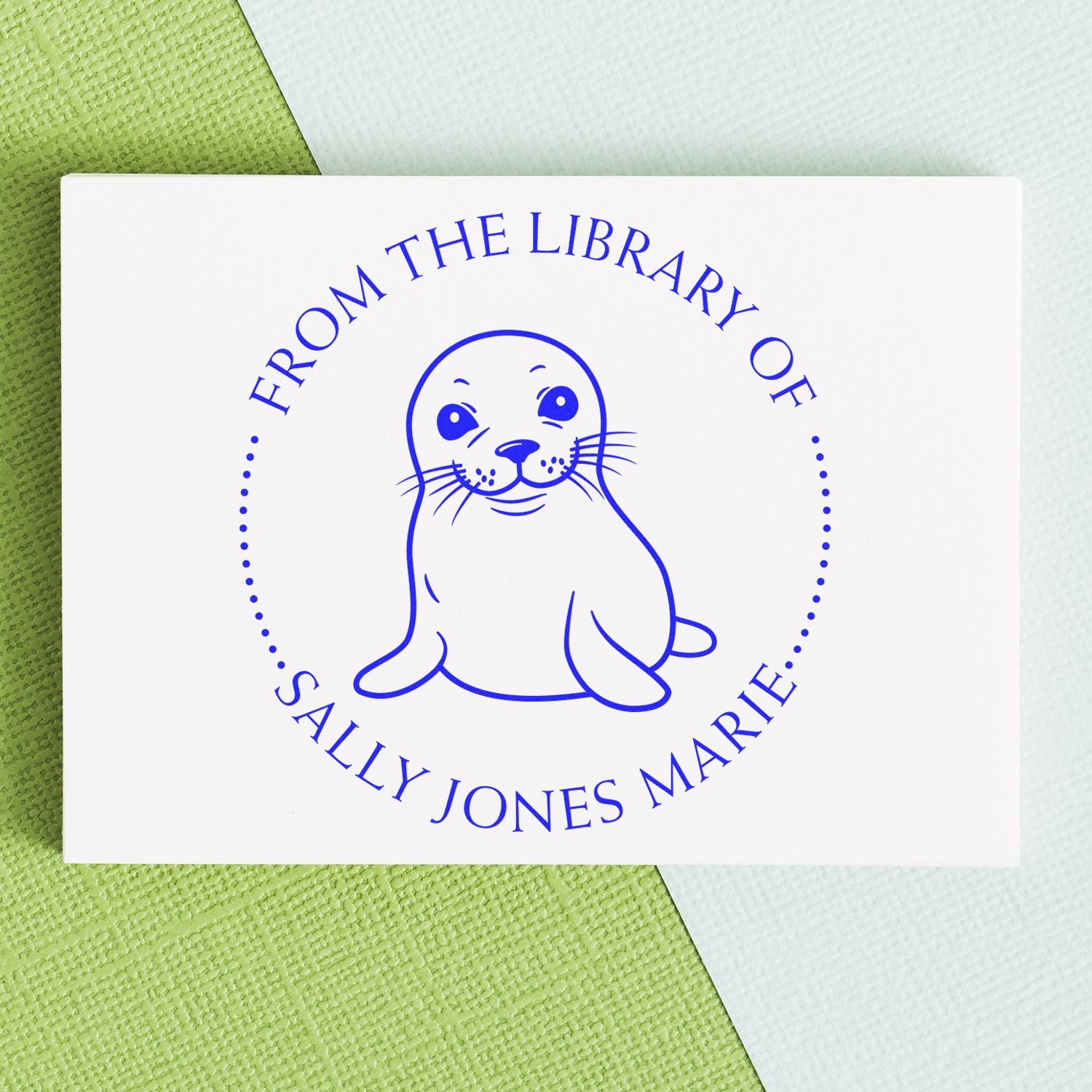 Wood Handle Smiling Seal Custom My Library Stamp