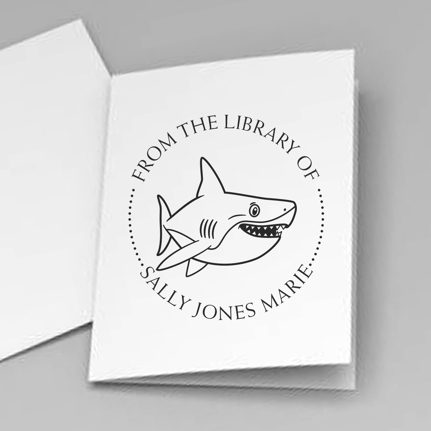 PSI Pre-Inked Swift Shark Personalized Book Name Stamper - Engineer Seal Stamps