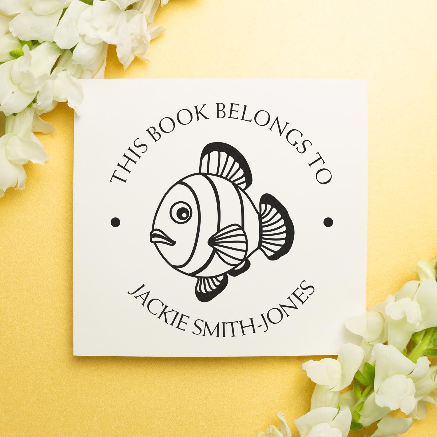Wood Handle Timid Fish Custom Name Stamp