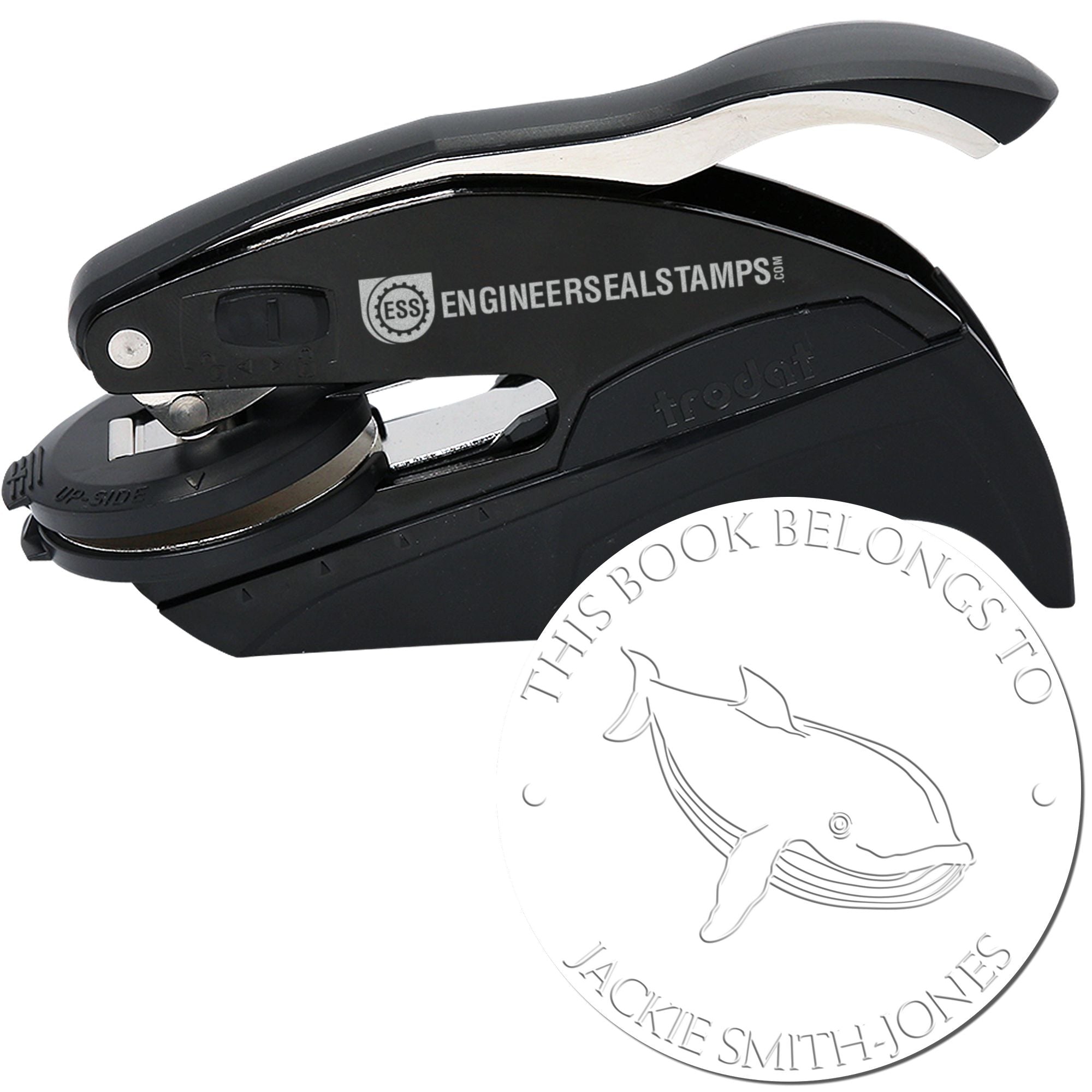 Hybrid Wise Whale Custom Made Book Ownership Paper Embosser - Engineer Seal Stamps
