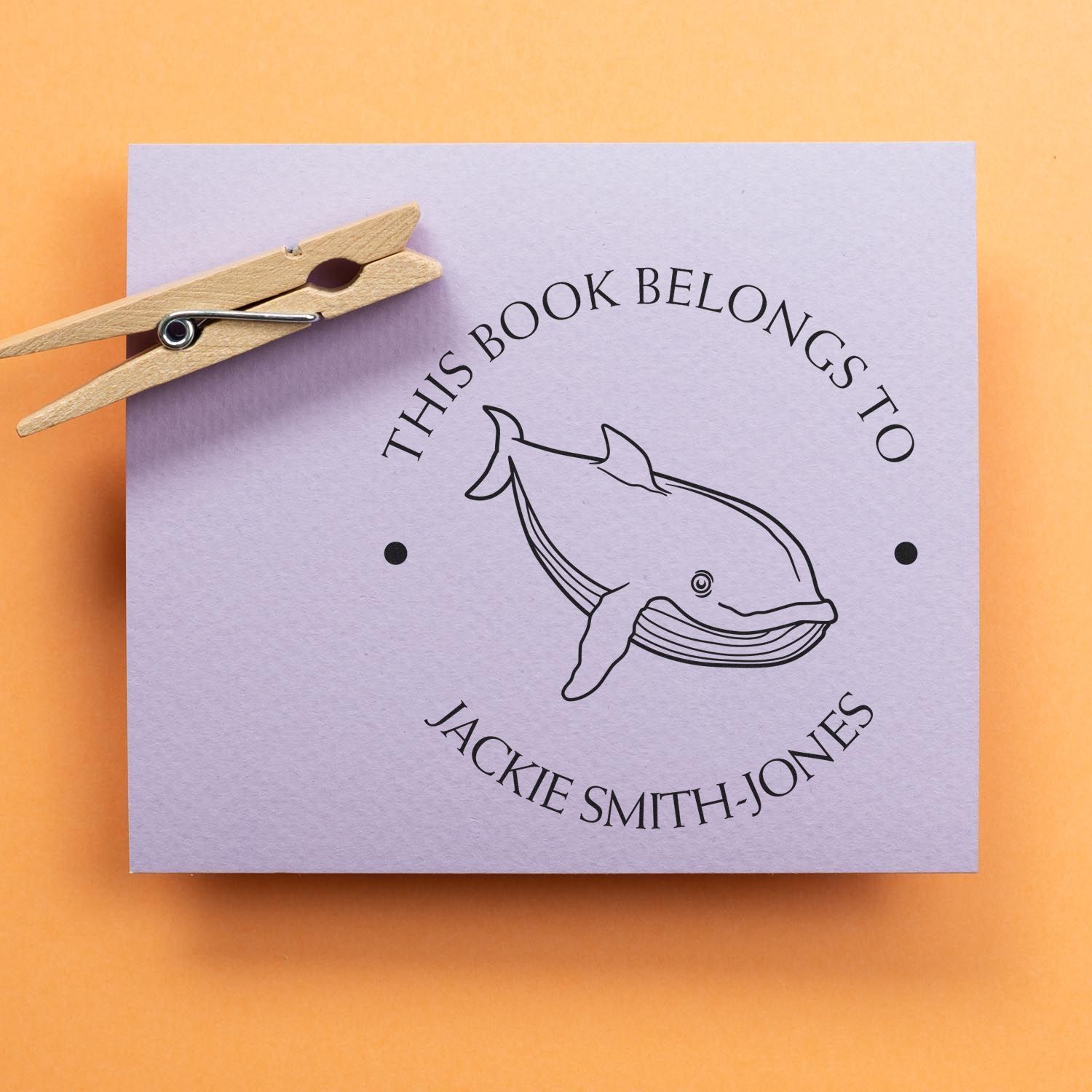 PSI Pre-Inked Wise Whale Personalized Book Ownership Stamper - Engineer Seal Stamps