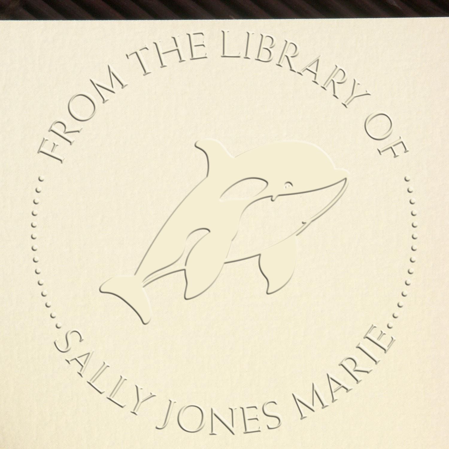 Hybrid Wild Killer Whale Custom Made Book Ownership Label Embossed Stamp - Engineer Seal Stamps
