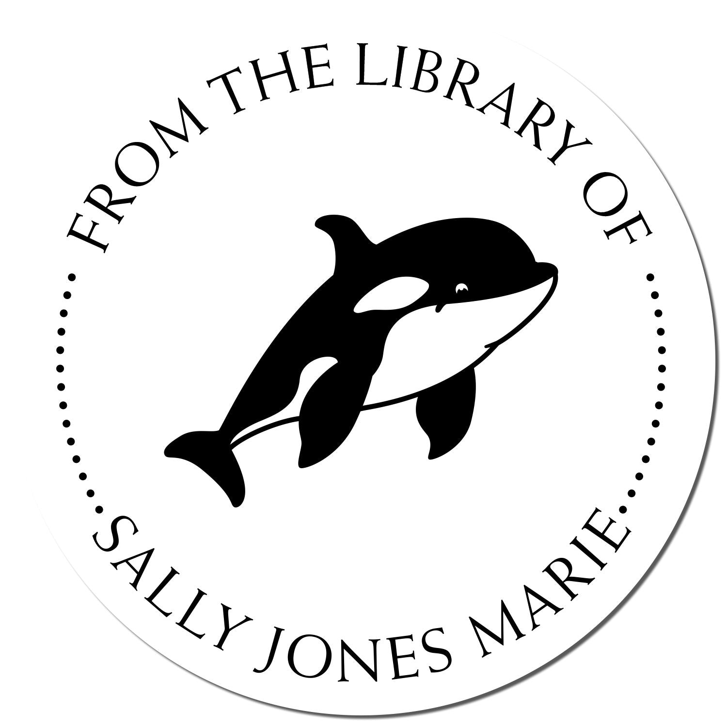 PSI Pre-Inked Wild Killer Whale Personalized Book Ownership Label Stamper - Engineer Seal Stamps
