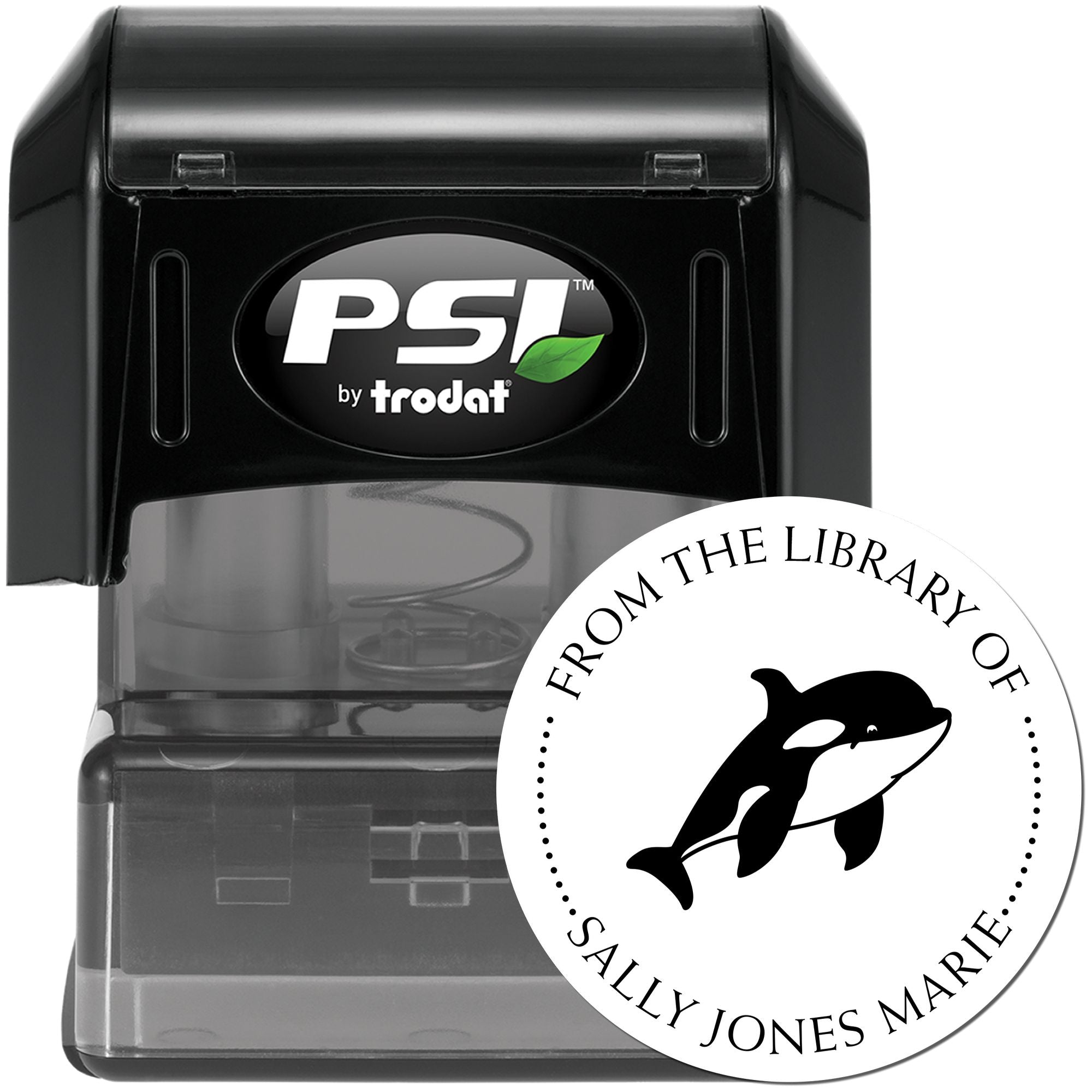 PSI Pre-Inked Wild Killer Whale Personalized Book Ownership Label Stamper - Engineer Seal Stamps