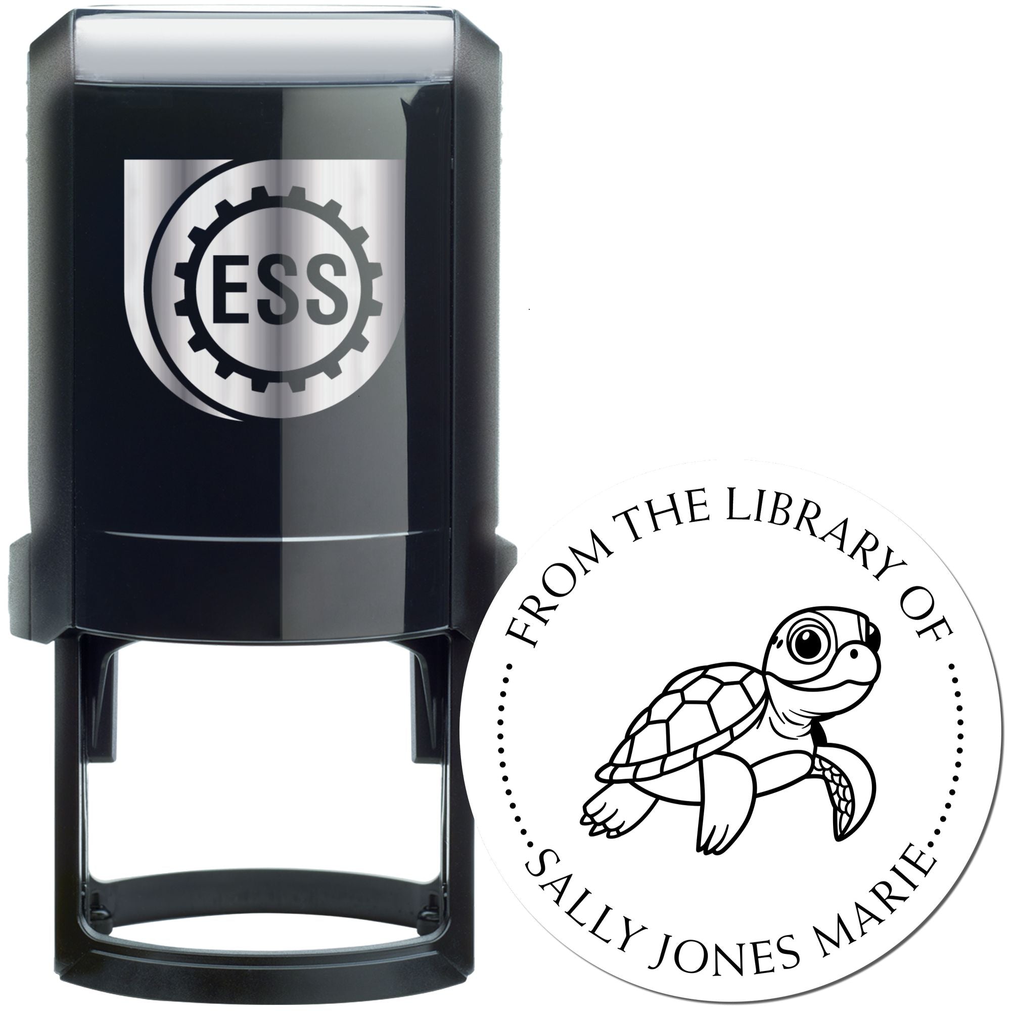 Self-Inking Friendly Turtle Custom Made Library Name Stamp - Engineer Seal Stamps