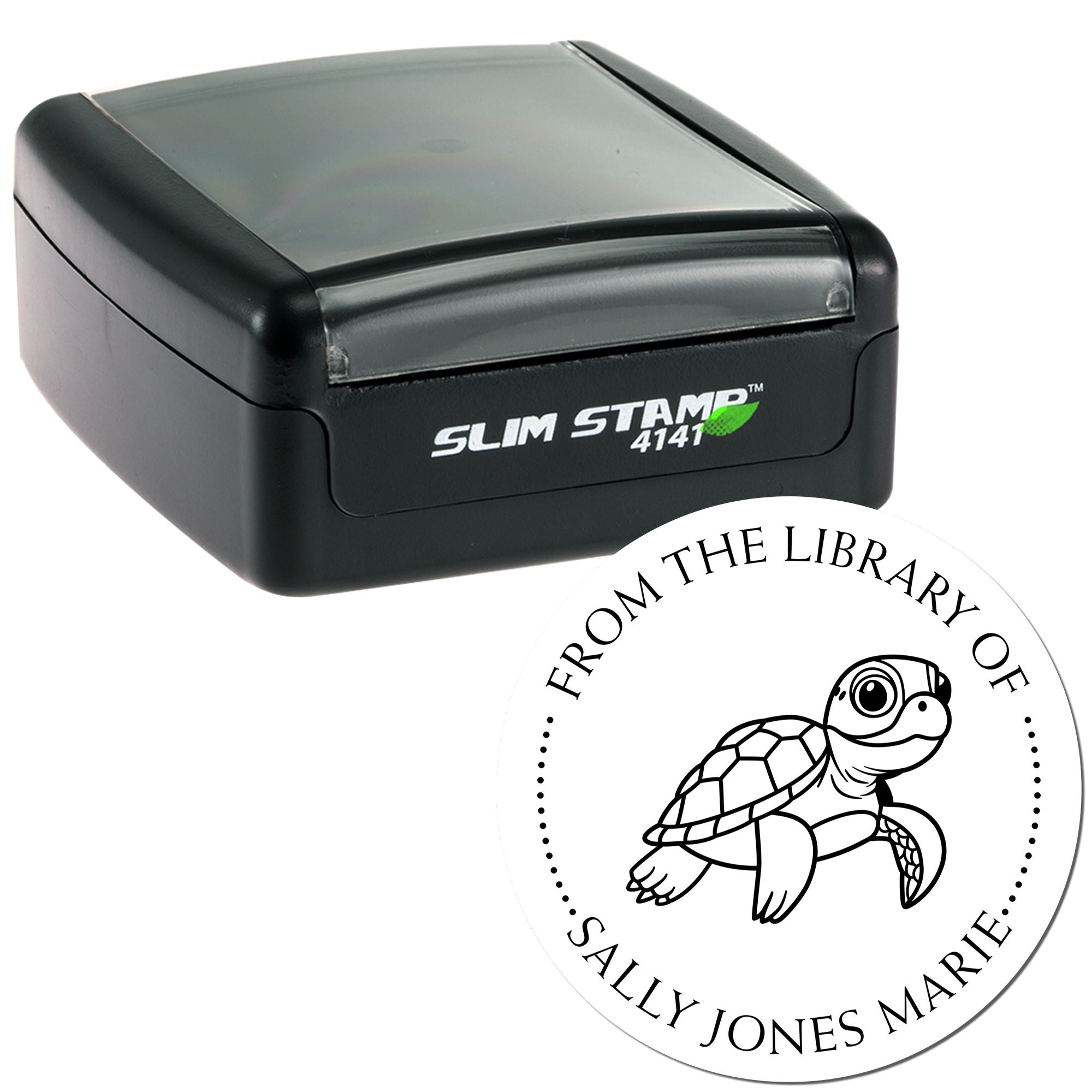 Pre-Inked Friendly Turtle Customized Book Belongs to Stamp