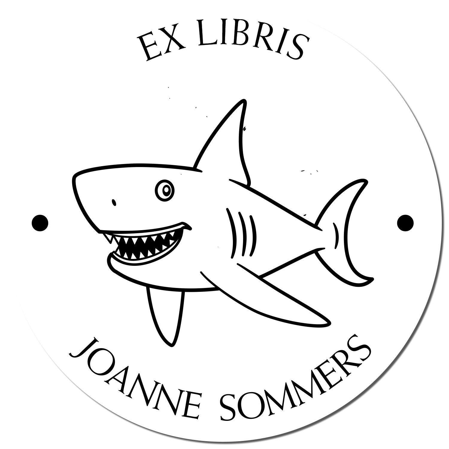 PSI Pre-Inked Sneaky Shark Personalized Book Property Stamper - Engineer Seal Stamps