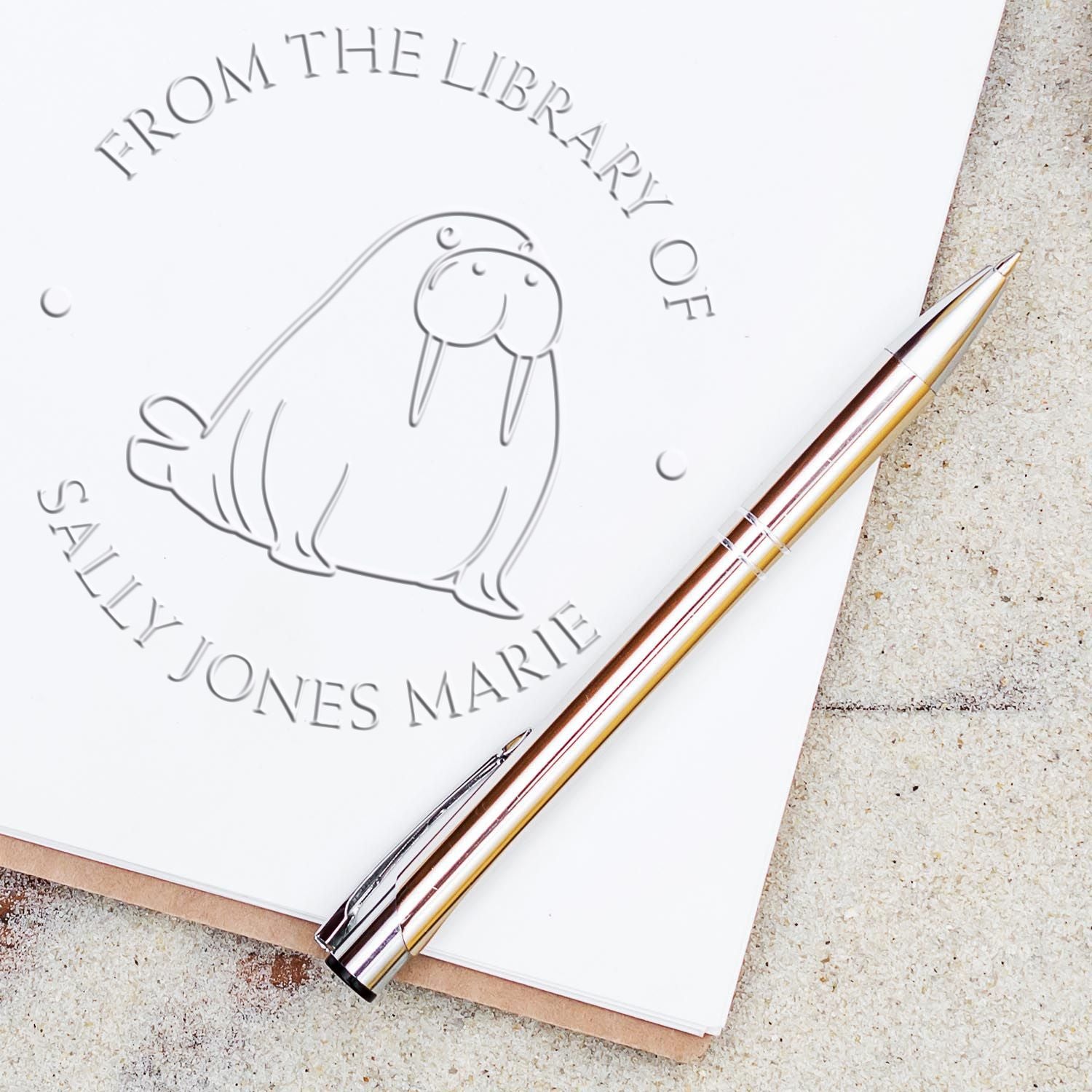Soft Strong Walrus Custom Reader Embossing Stamp