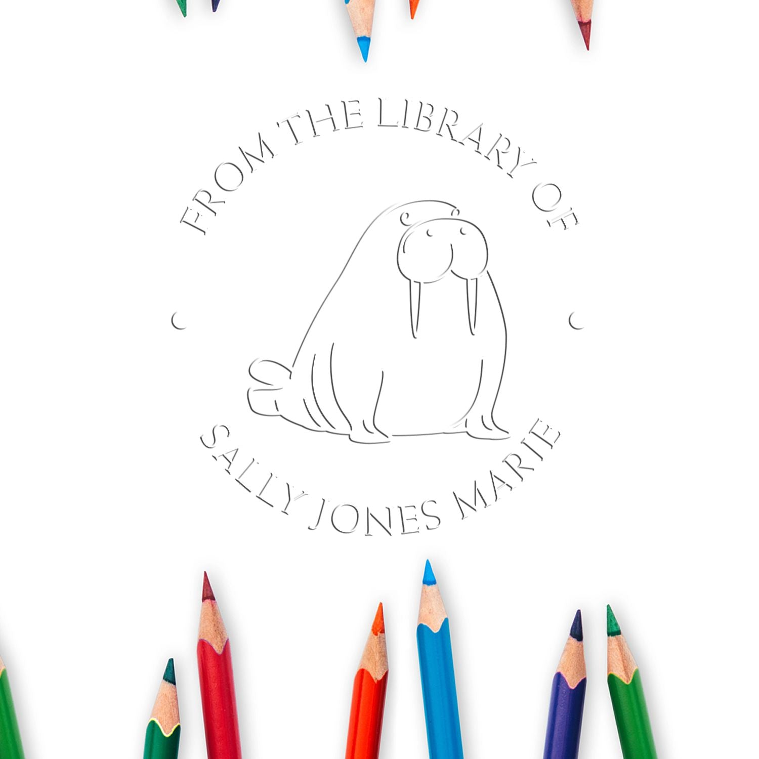 Soft Strong Walrus Custom Reader Embossing Stamp