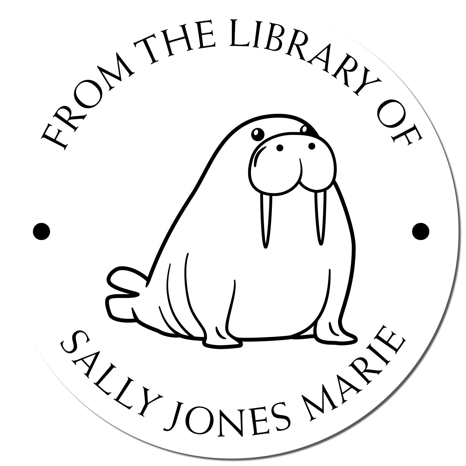 Wood Handle Strong Walrus Custom Reader Stamp