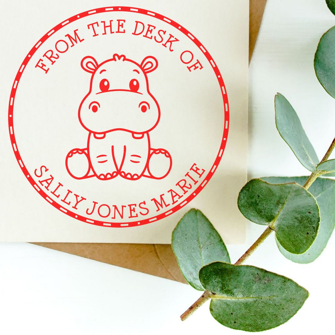 Wood Handle Little Hippo Custom Made Book Belongs to Stamp - Engineer Seal Stamps