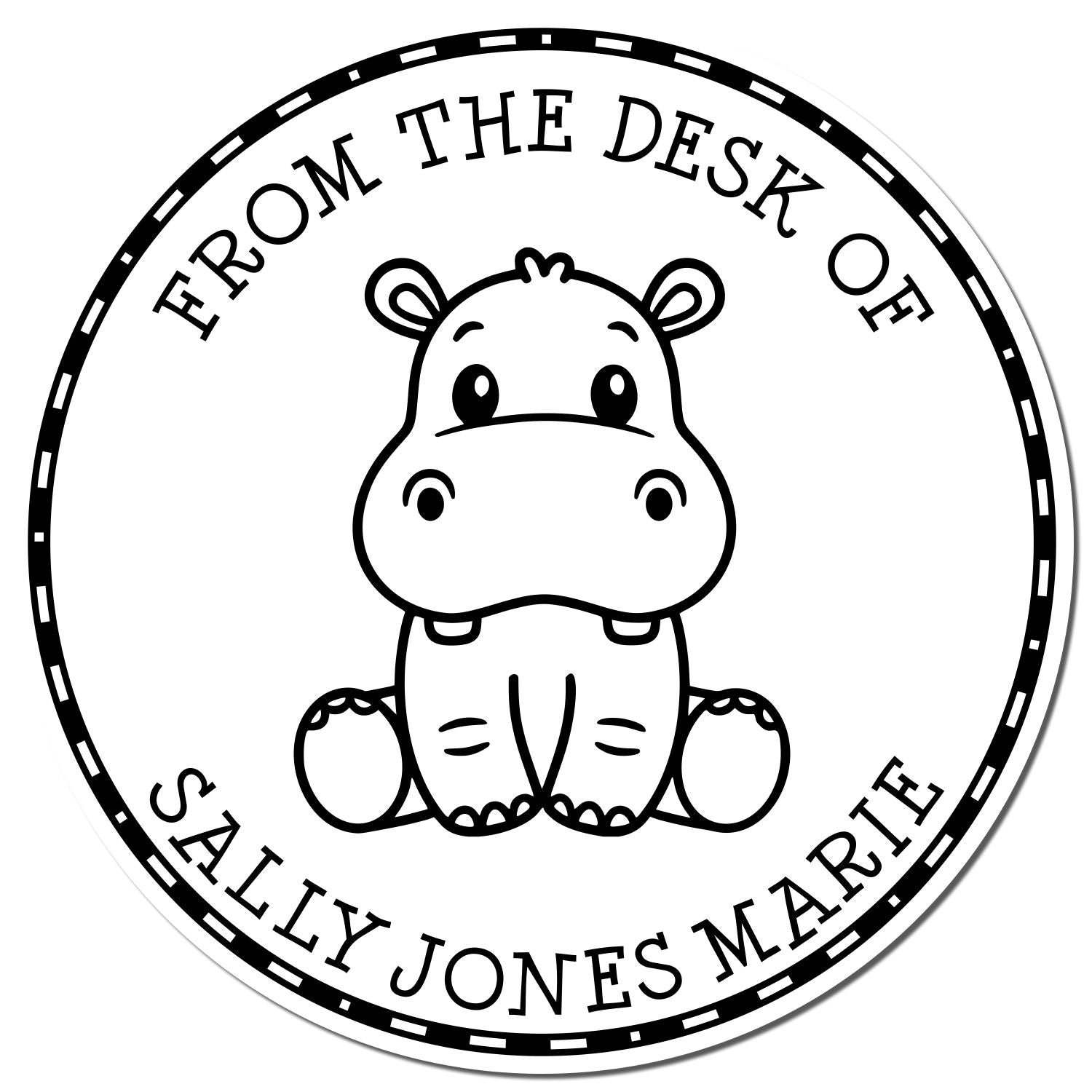 Self-Inking Little Hippo Personalized Name Inscription Stamp - Engineer Seal Stamps