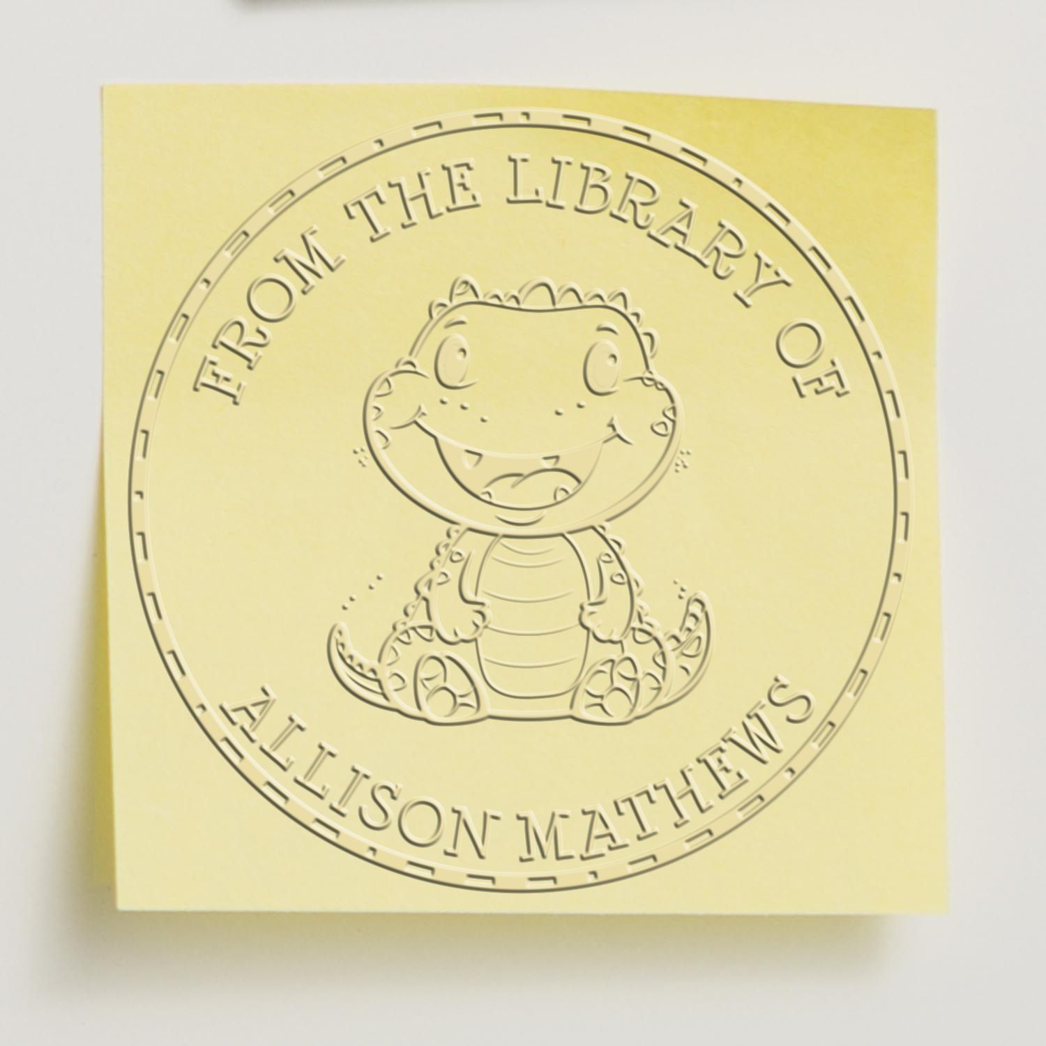 Desk Happy Dino Custom Made Library Name Embossing Seal - Engineer Seal Stamps