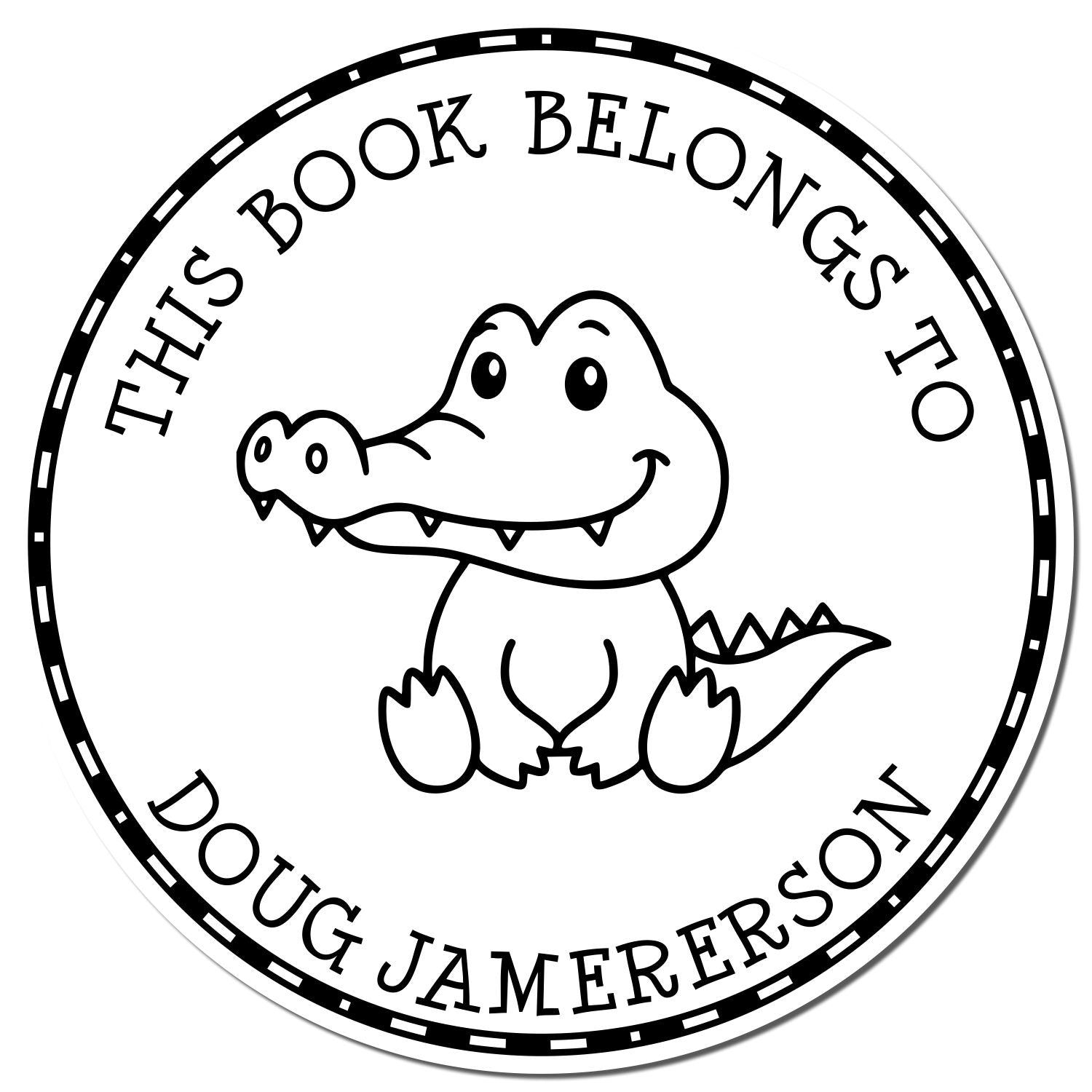 Wood Handle Snappy Gator Custom Made Book Property Stamp
