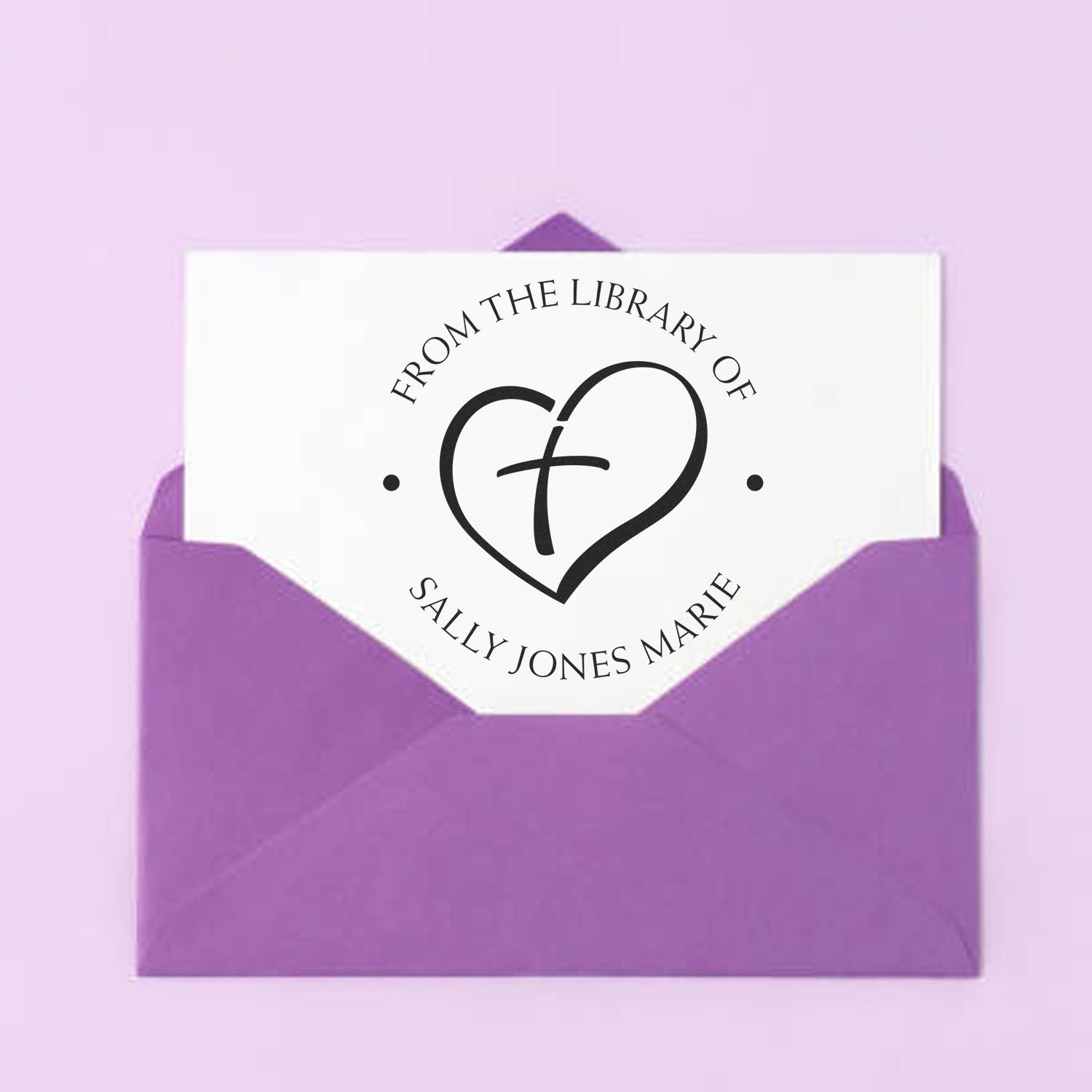 Wood Handle Love the Cross Customized Address Stamp - Engineer Seal Stamps