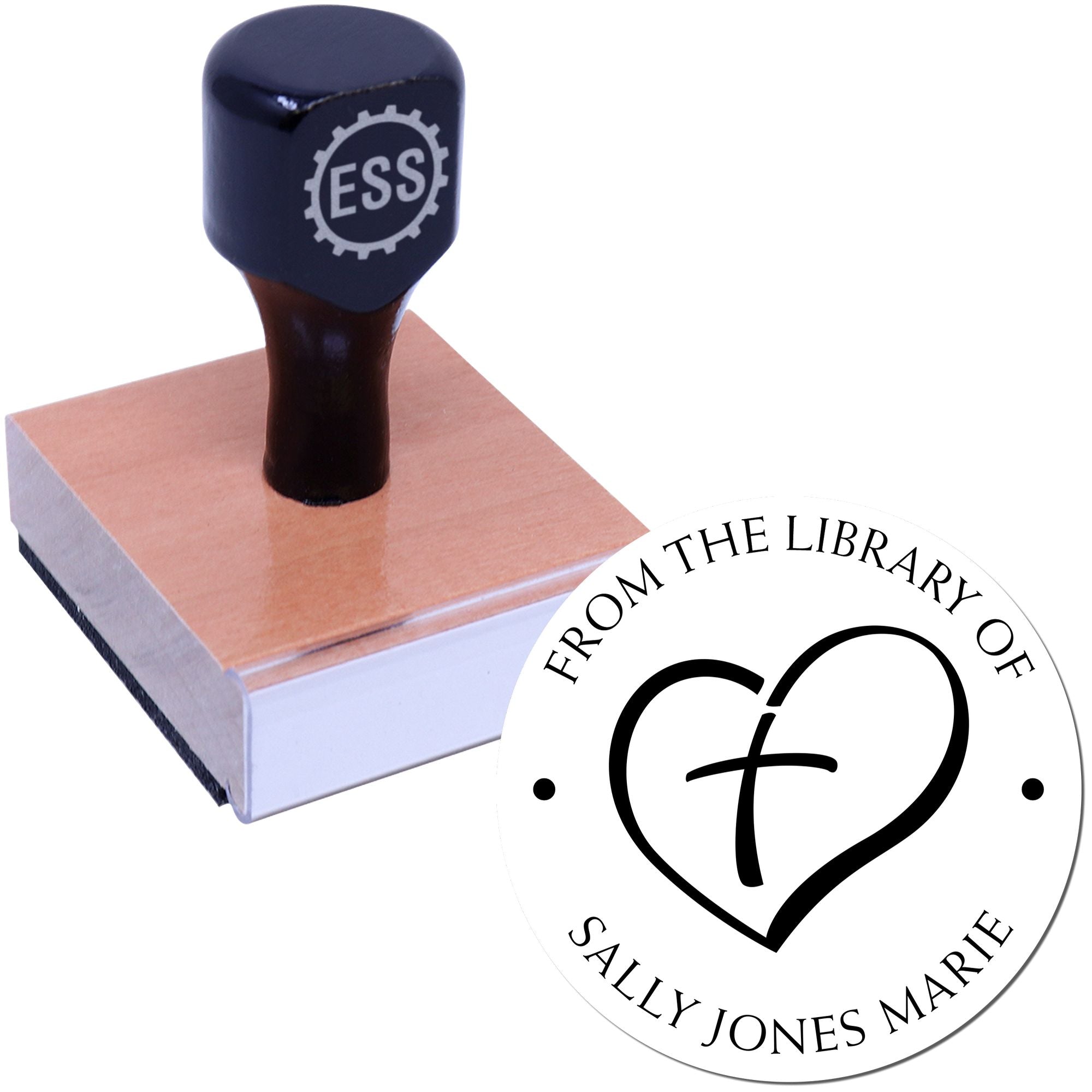 Wood Handle Love the Cross Customized Address Stamp - Engineer Seal Stamps