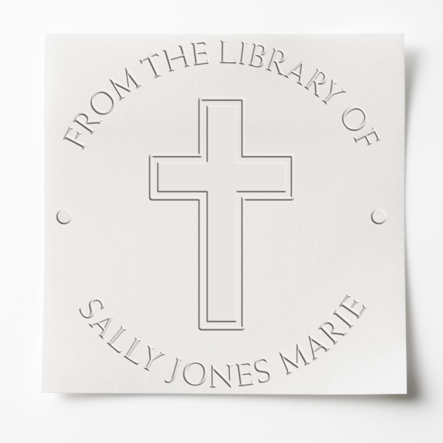 Soft Outlined Cross Return Address Embossed Stamp