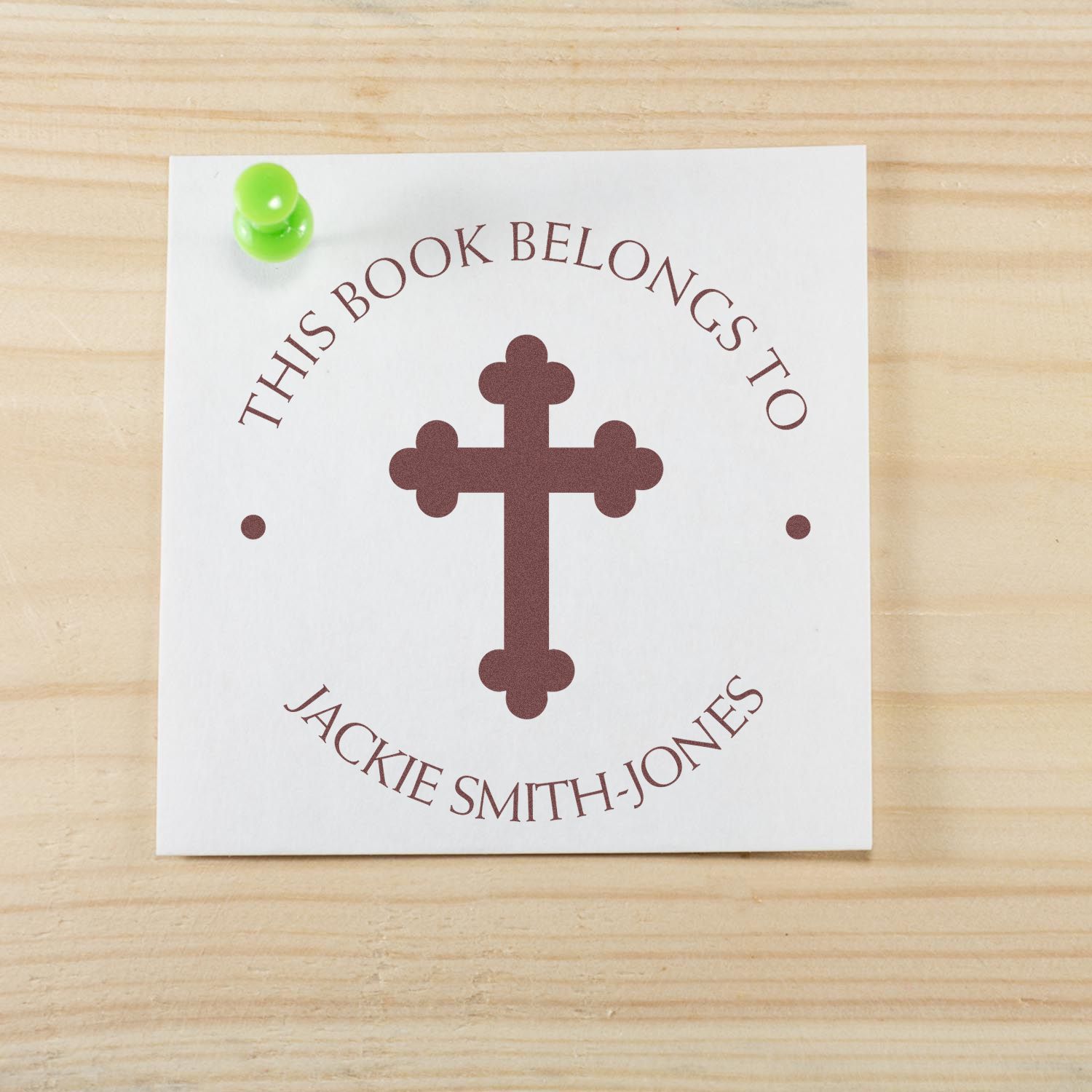 Wood Handle Sacred Cross Customized Name And Address Stamp - Engineer Seal Stamps