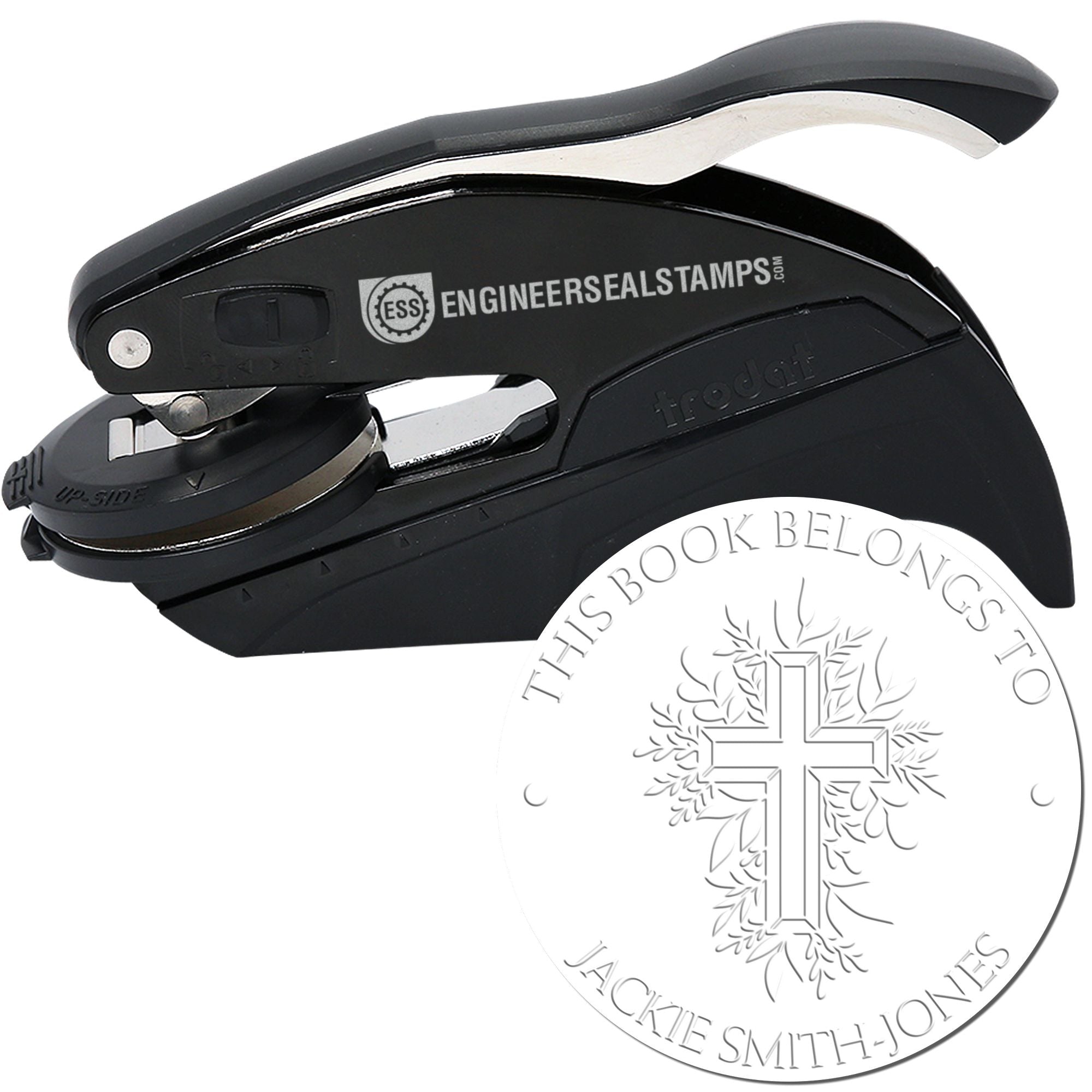 Hybrid Reverent Cross Custom Made Address Embosser - Engineer Seal Stamps