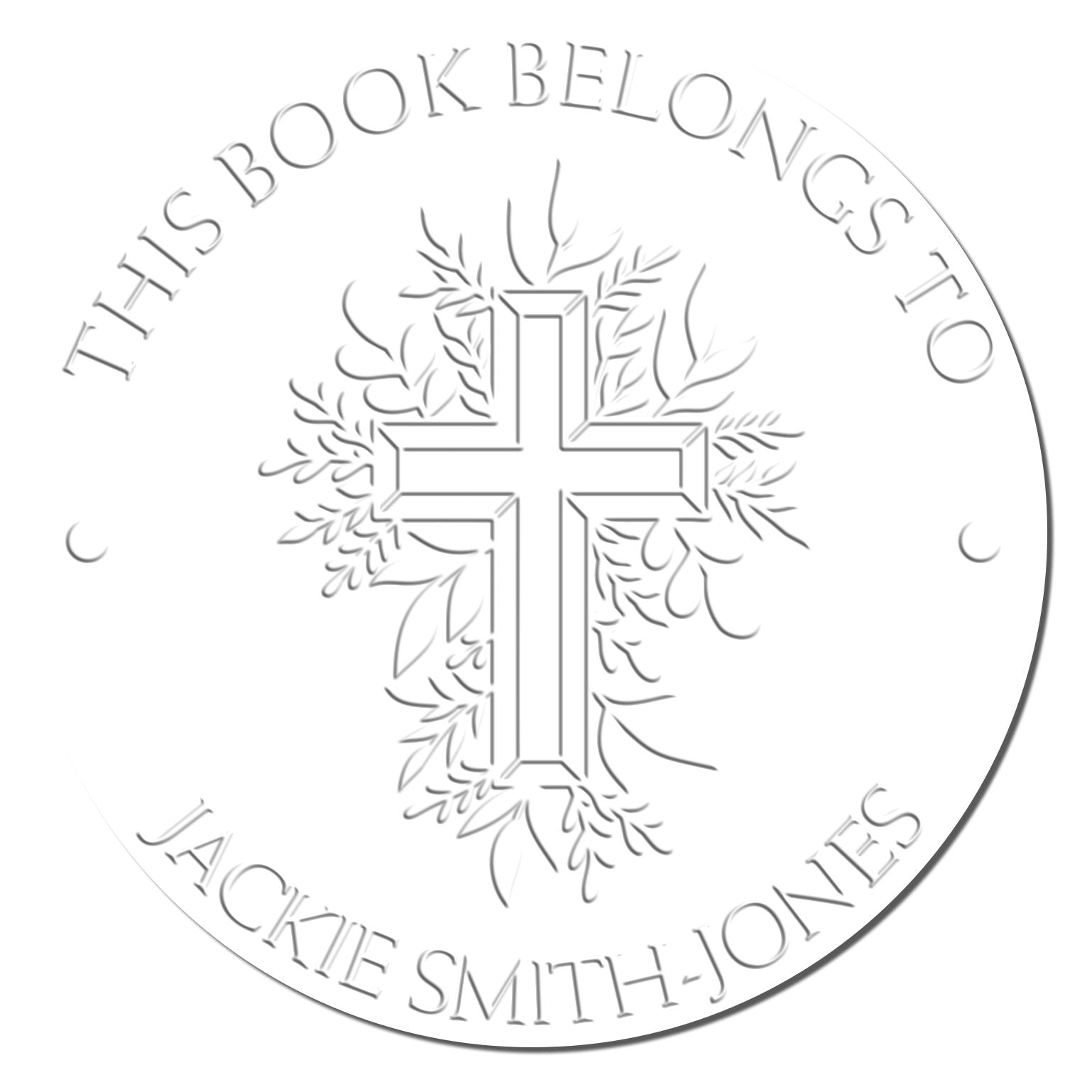 Soft Reverent Cross Return Address Embossing Stamp