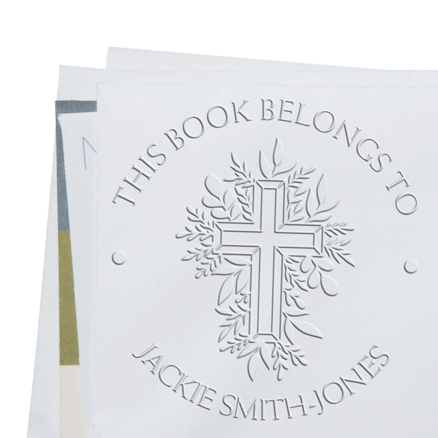 Soft Reverent Cross Return Address Embossing Stamp